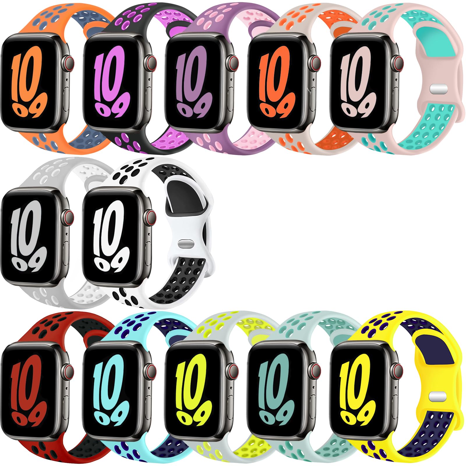 Bands Compatible With Apple Watch Band 45Mm 44Mm 42Mm 49Mm 41Mm 40Mm 38Mm For Men Women,Breathable Silicone Sport Replacement St