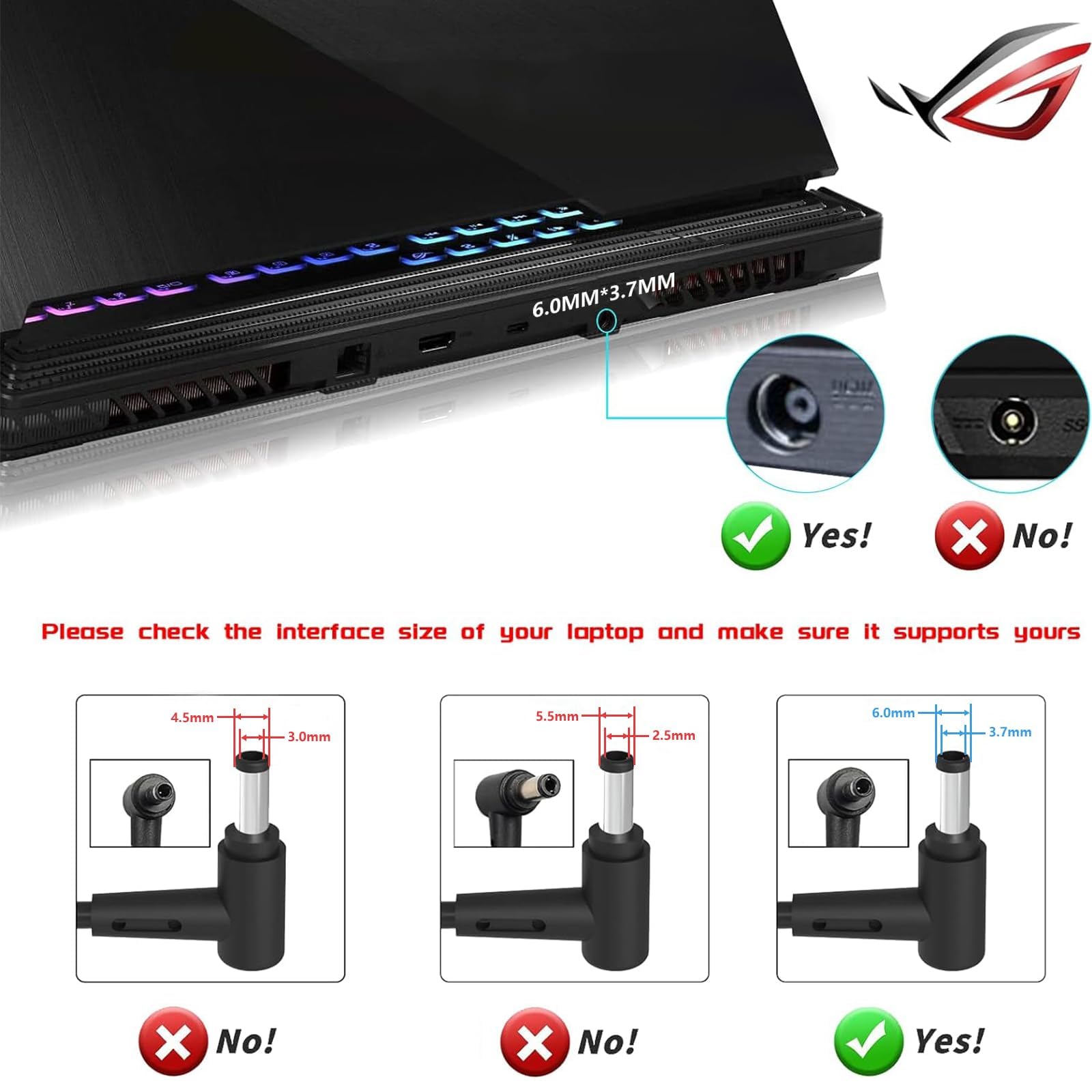 150W 20V 7.5A 6.0X3.7Mm Ac Adapter Fit For Asus A18 150P1A 150W Tuf Gaming Fa506 A17 Fa706 Fx505Gt Fx705Gt Tuf Gaming Fx705Gm Ro