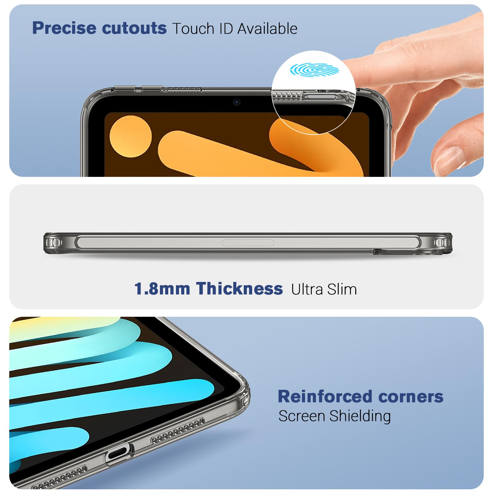 Procase Clear Case For Ipad Mini 6 8.3 Inch 2021, Slim Light Transparent Anti Yellow Back Cover For Ipad Mini 6Th Generation 8.3