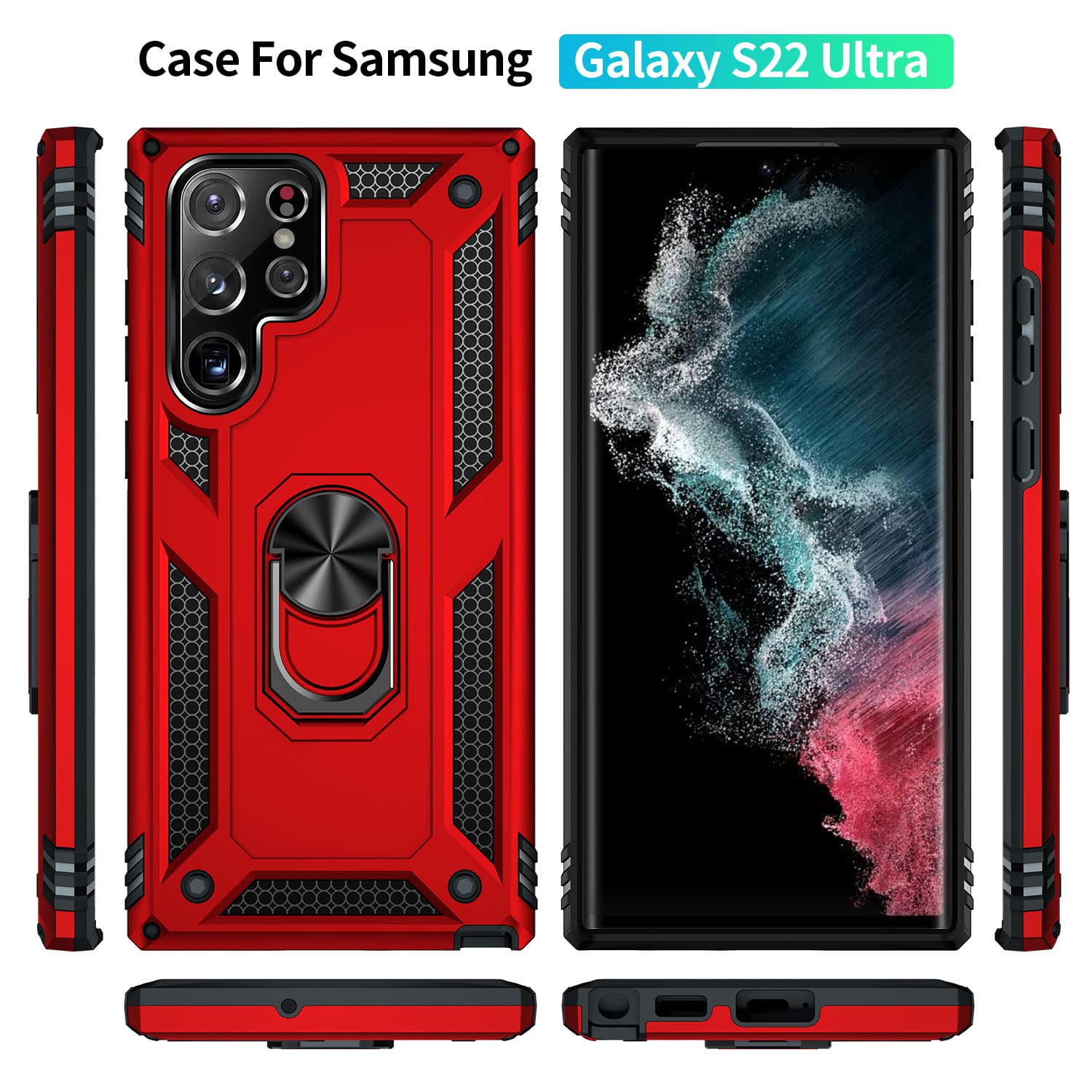 Addit Phone Case For Samsung S22 Ultra Case Samsung Galaxy S22 Ultra Phone Case, Military Grade, Heavy Duty, With Ring Holder St