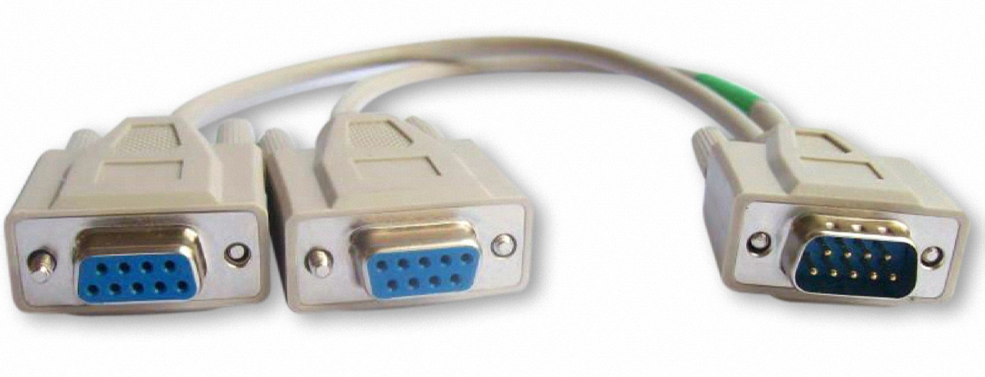 Your Cable Store 1 Foot Db9 9 Pin Serial Port Y Cable 1 Male / 2 Female Rs232