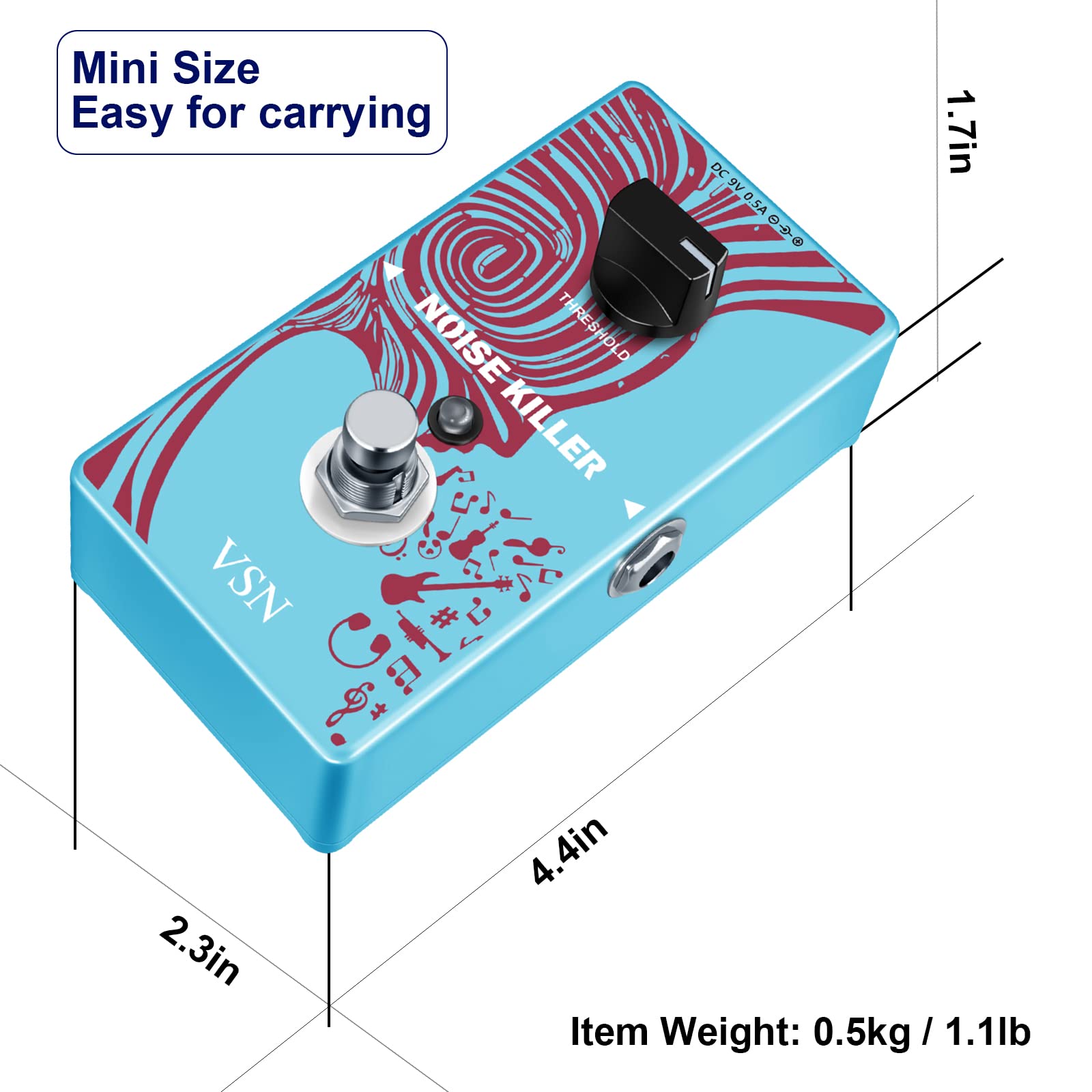 Vsn Noise Gate Pedal, Noise Killer Guitar Pedal Noise Suppressor Effect For Electric Guitar And Bass True Bypass