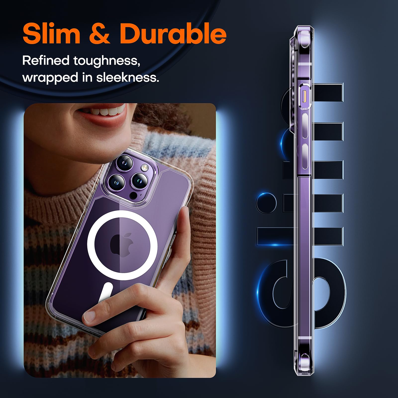 Tauri 3 In 1 For Iphone 14 Pro Max Case, Compatible With Magsafe [Not Yellowing] With 2X Screen Protector, Military Grade Protec