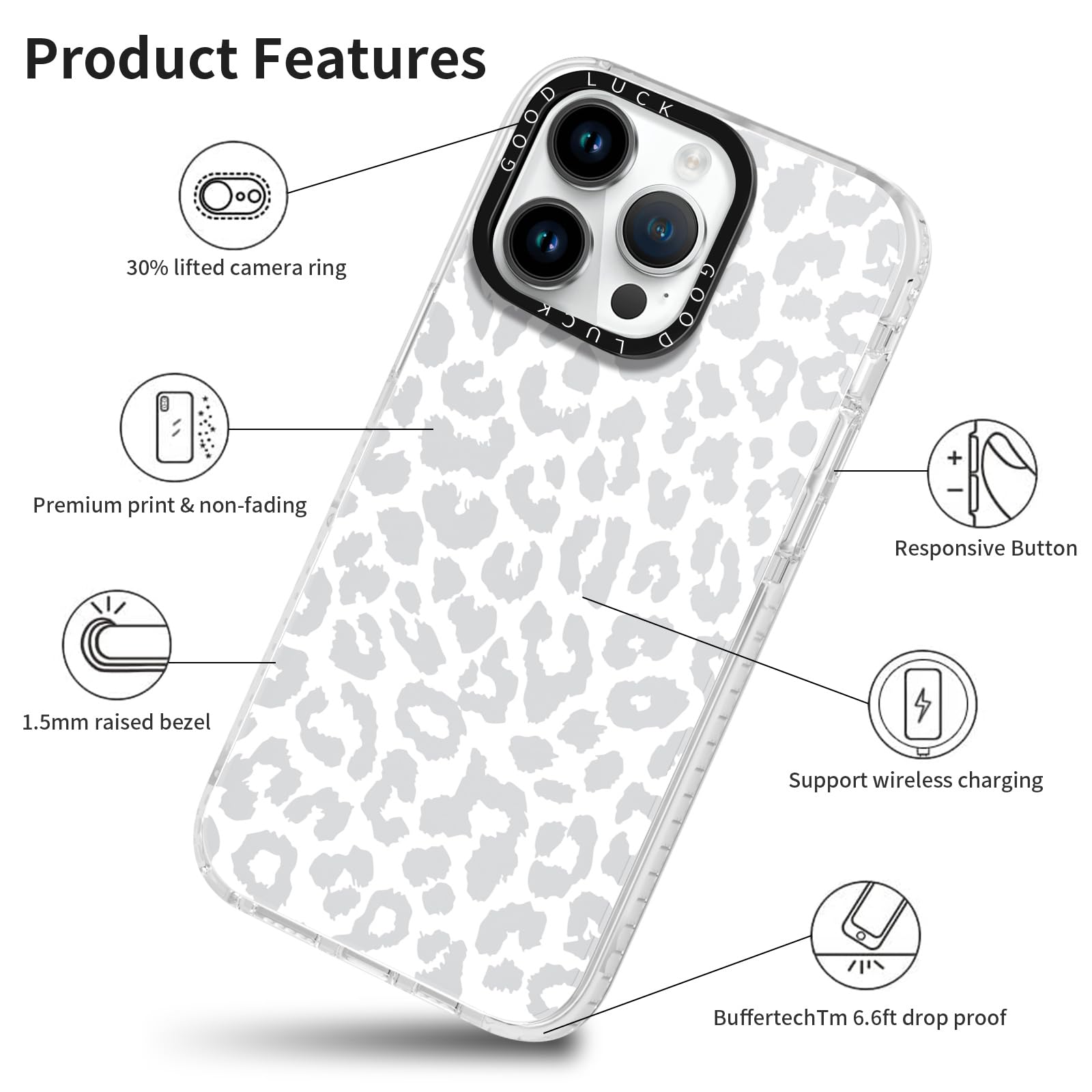 Rumdey 2 Pack Clear Cases For Iphone 13 Pro Case 6.1 Inch, Clear With Cute Fashion Leopard Cheetah Patterns For Girls Women Men
