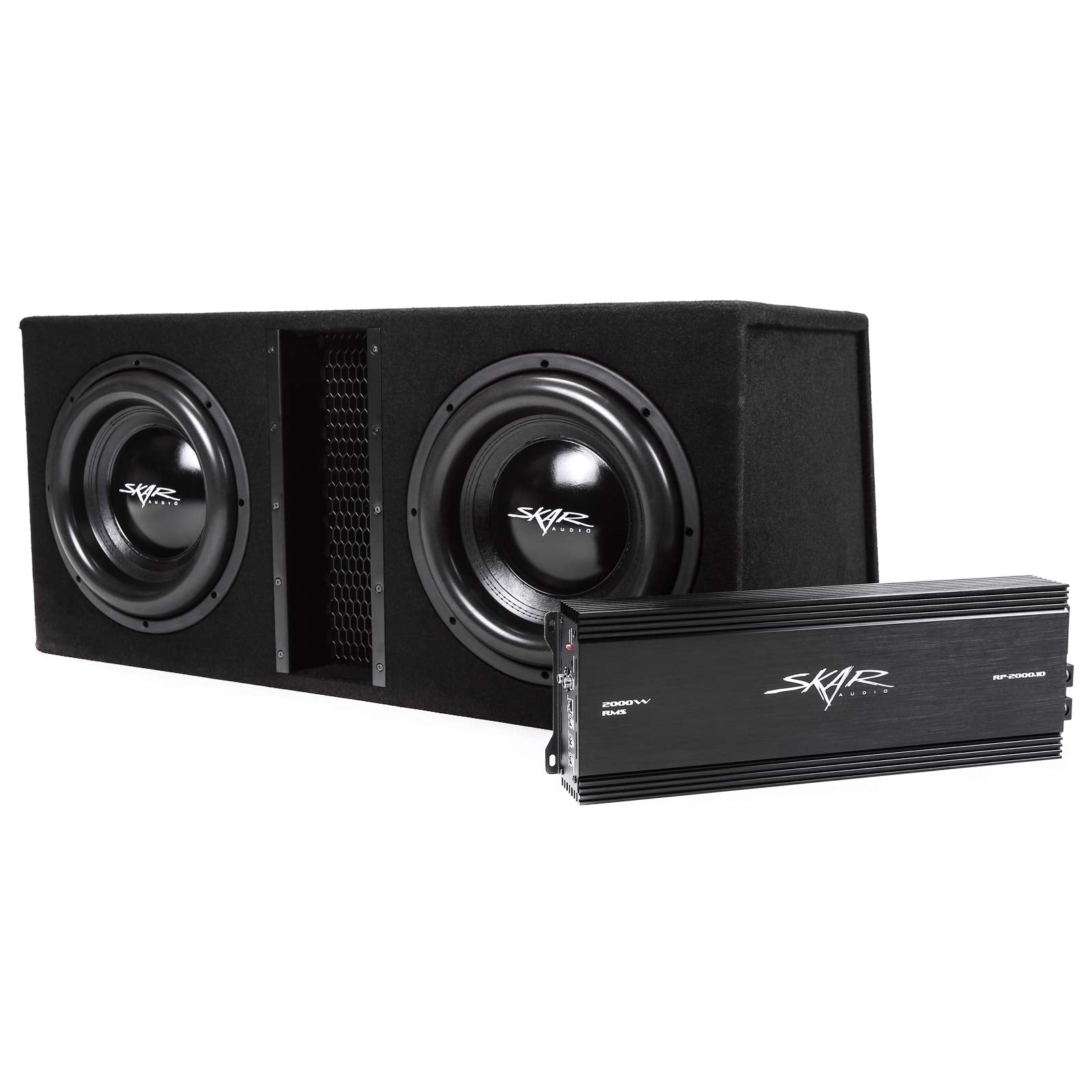 Skar Audio Dual 12 Complete 5, 000 Watt Subwoofer Bass Package - Includes Subwoofers In Ported Box With Amplifier
