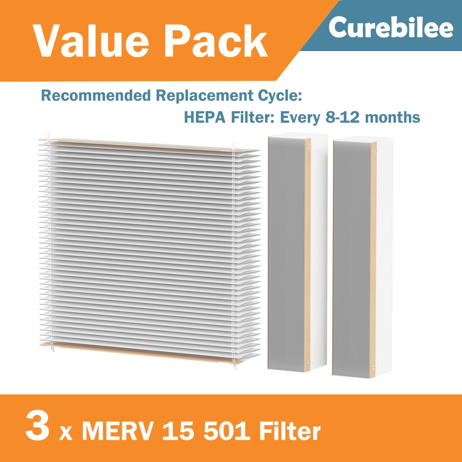 501 Replacement Furnace Filter Compatible With Aprilaire 5000 Whole House Air Purifier   16X25X6 Merv 15, Clean Air & Dust, 3 Pa
