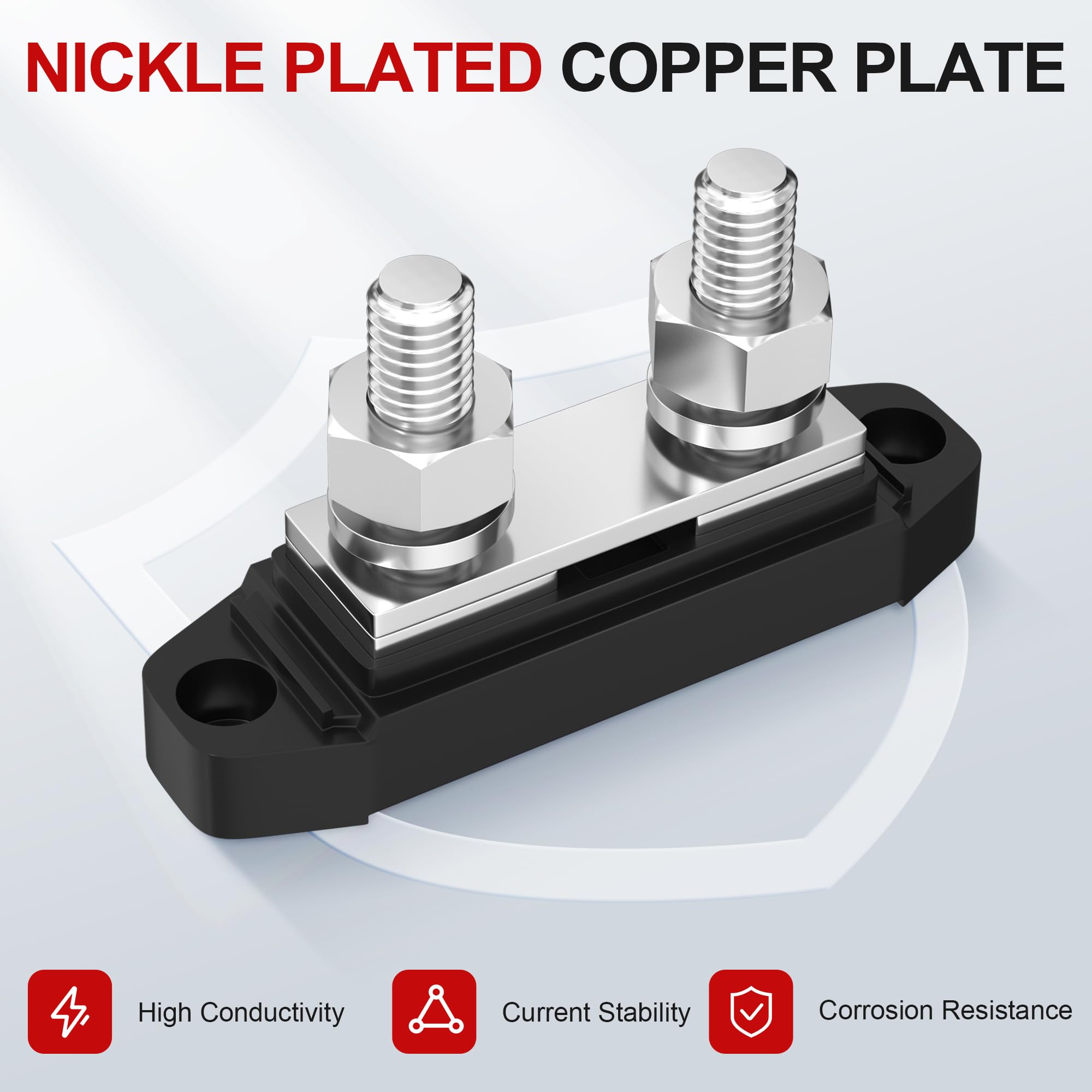 Rvboatpat Marine Bus Bar 12V 250A Power Distribution Block 12 Volt Dc Busbar 3/8'' Dual Studs Battery Bus Bar For Boat Automotiv