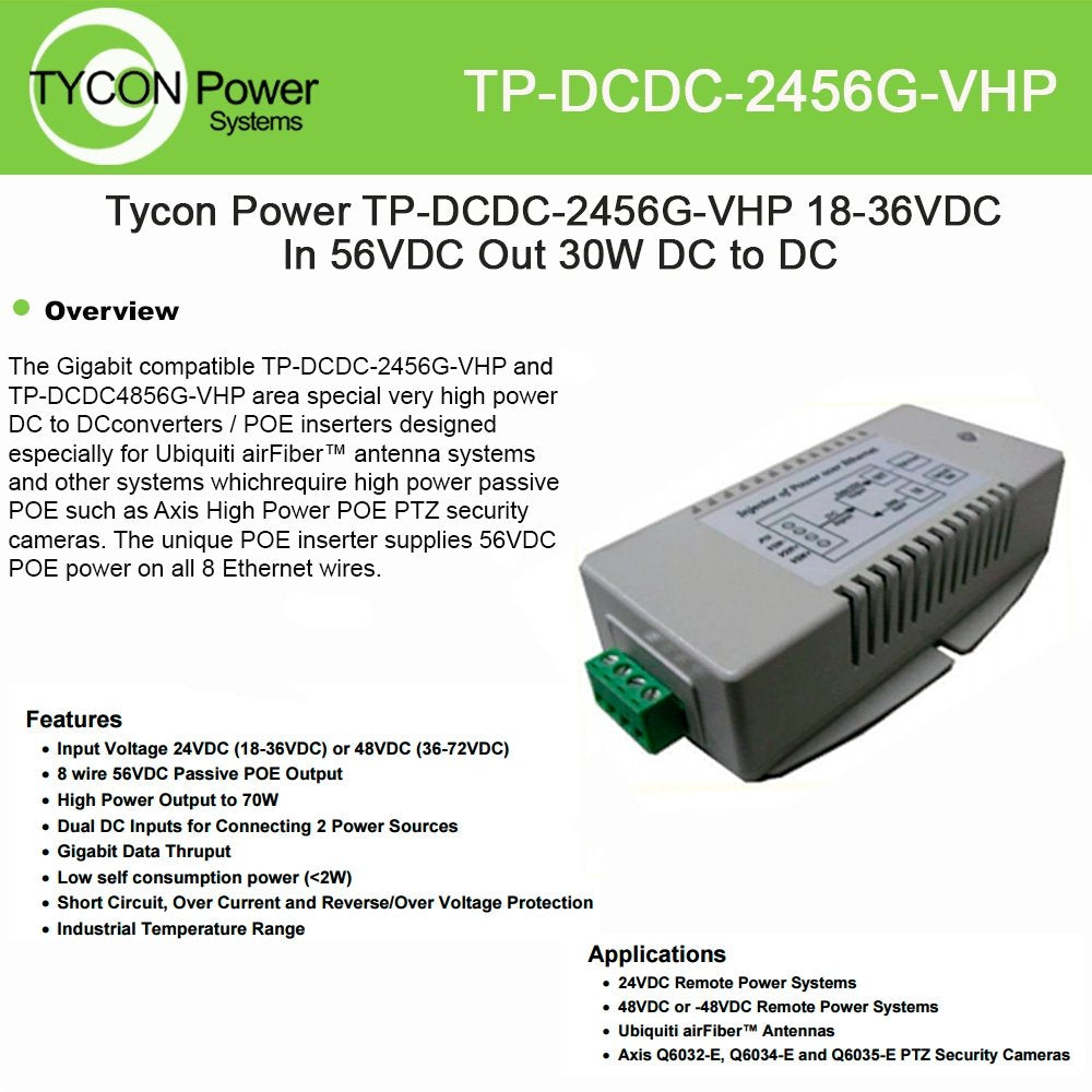 Tycon Systems Inc Tp Dcdc 2456G Vhp 18 36Vdc In 56Vdc Out 70W Dc Converter