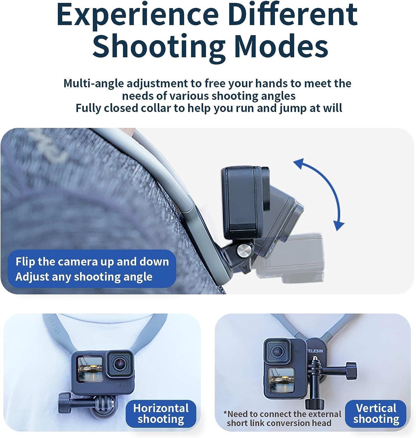 Telesin Plus Magnetic Neck Mount Necklace Holder, Chest Head Shoulder Lanyard Strap Body Clip For Gopro 13 12 11 10 9 8 Insta360 X3 X4 Go3 Dji Action 3 4 5 Pro Osmo Pocket 3 Bike Motorcycle Accessory