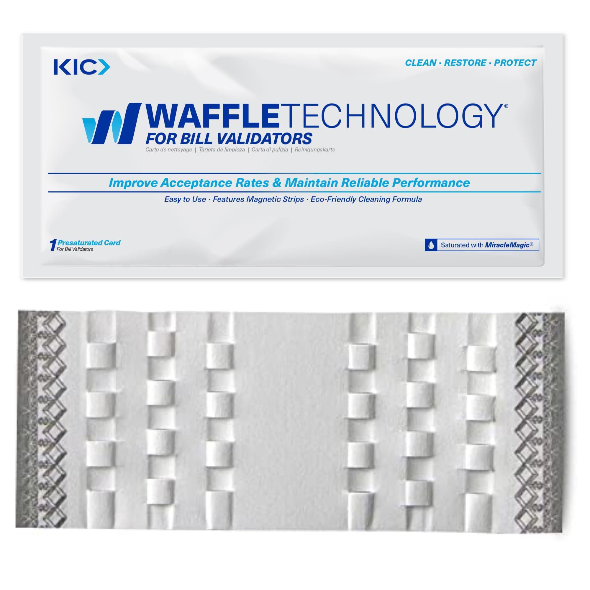 Waffletechnology Kicteam Cleaning Cards For Bill Acceptors (15 Cards)   Includes Magnetic Stripe For Universal Acceptance   Pres