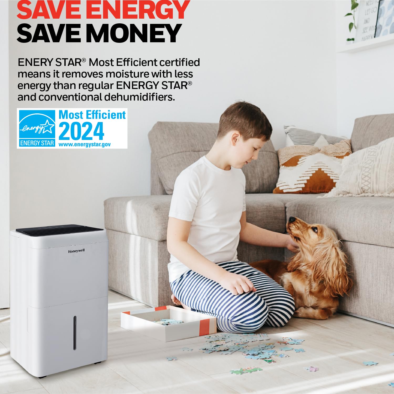 Honeywell 25-Pint Energy Star Dehumidifier For 1,500 Sq Ft - Laundry Mode, Auto-Comfort Mode & Thermal Overload Protection, Tpfi