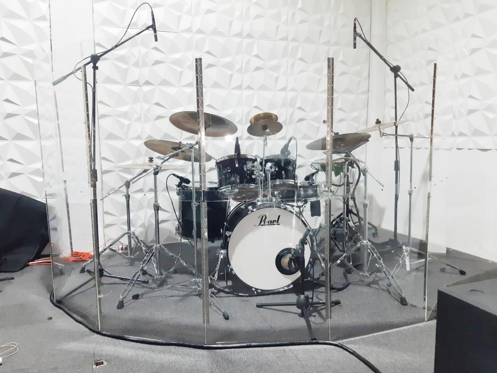 Drum Shield | Portable 5-Panel 2Ft X5Ft Acrylic Sound Barrier | Full-Length Stainless Steel Hinges | Drum Cage For Home, Church,