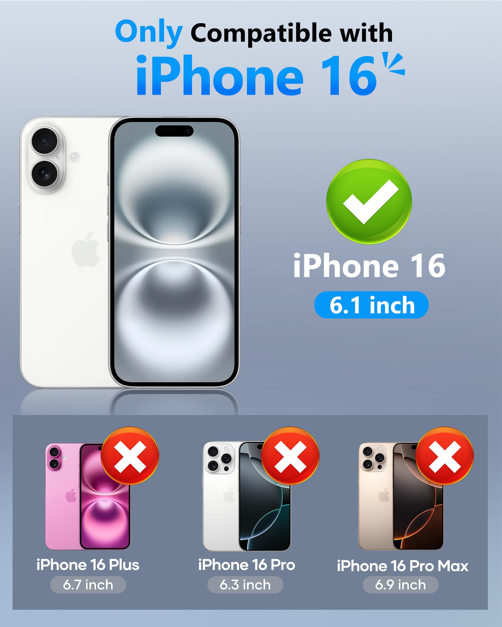 Atatoo For Iphone 16 Case, Built In Card Holder (Store 3 5 Cards) & Slide Camera Protector, Military Grade Protection, Women Cut