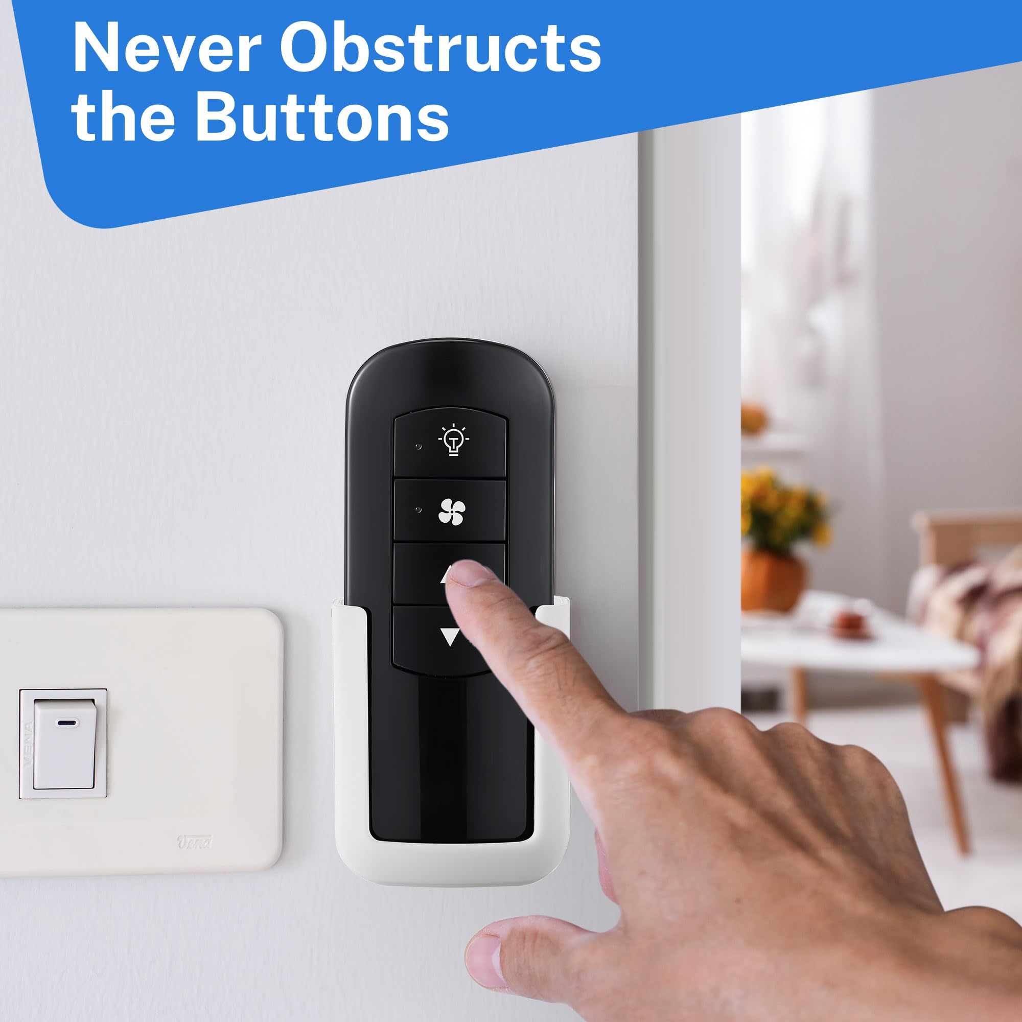 Saillong 1 Pack Ceiling Fan Remote Control Holder With Screws Wall Mount Fan Remote Bracket (White)