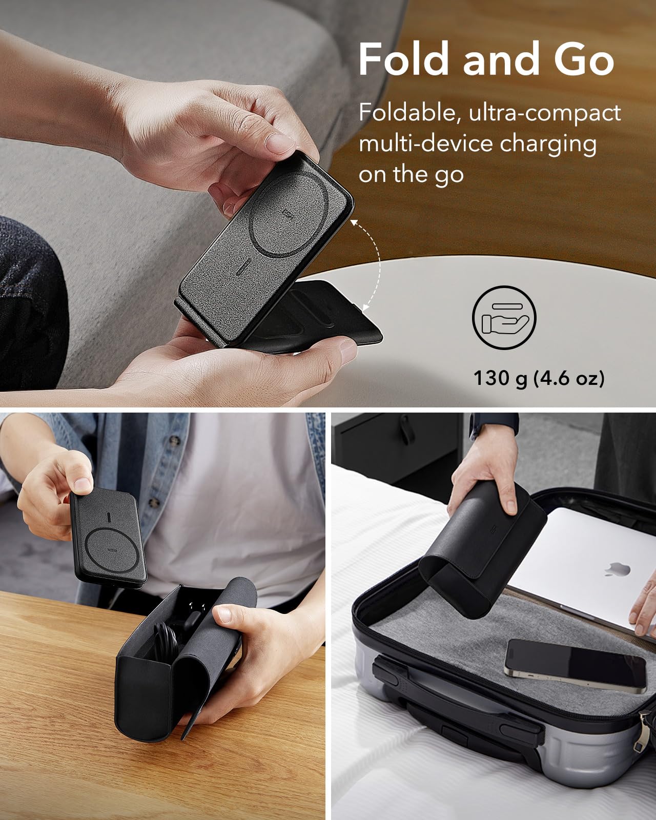 Esr 3 In 1 Charger For Magsafe, Travel Charger Stand For Magsafe, Made For Apple Watch Certified, Foldable Charging Station Compatible With Magsafe And Iphone 16/15/14/13/12, Airpods 4/3/Pro, White