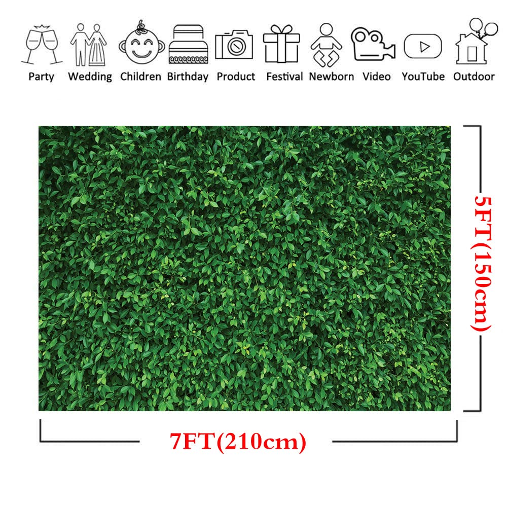 Lywygg 7X5Ft Green Leaves Photography Backdrops Nature Backdrop Birthday Background For Birthday Party Seamless Photo Booth Prop Backdrop Cp 87