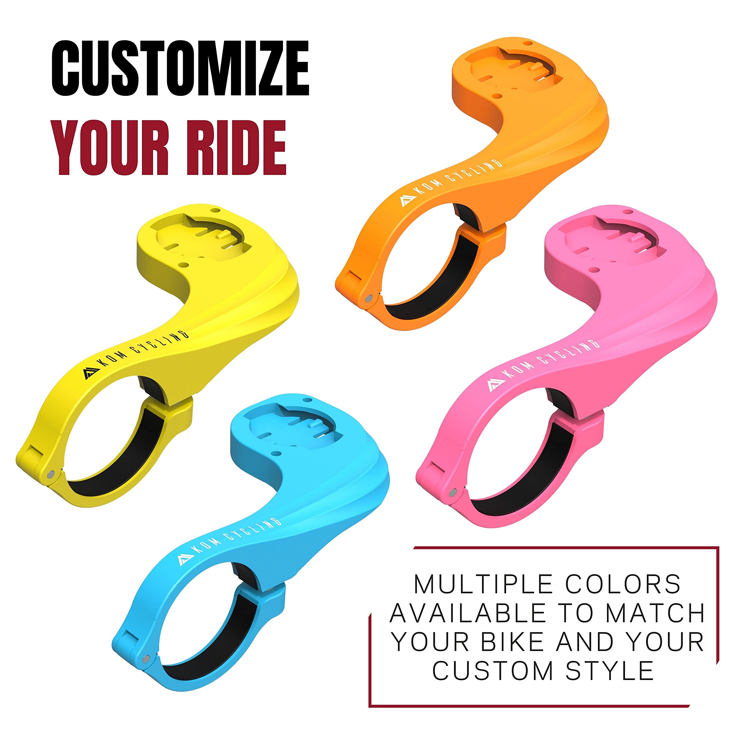 Kom Cycling Wahoo Elemnt Mount Compatible With Multiple Wahoo Computers Including The Wahoo Elemnt Bolt, Elemnt Roam, Elemnt Mini, And Elemnt   Multiple Colors 24G Out Front Computer Mount (Pink)