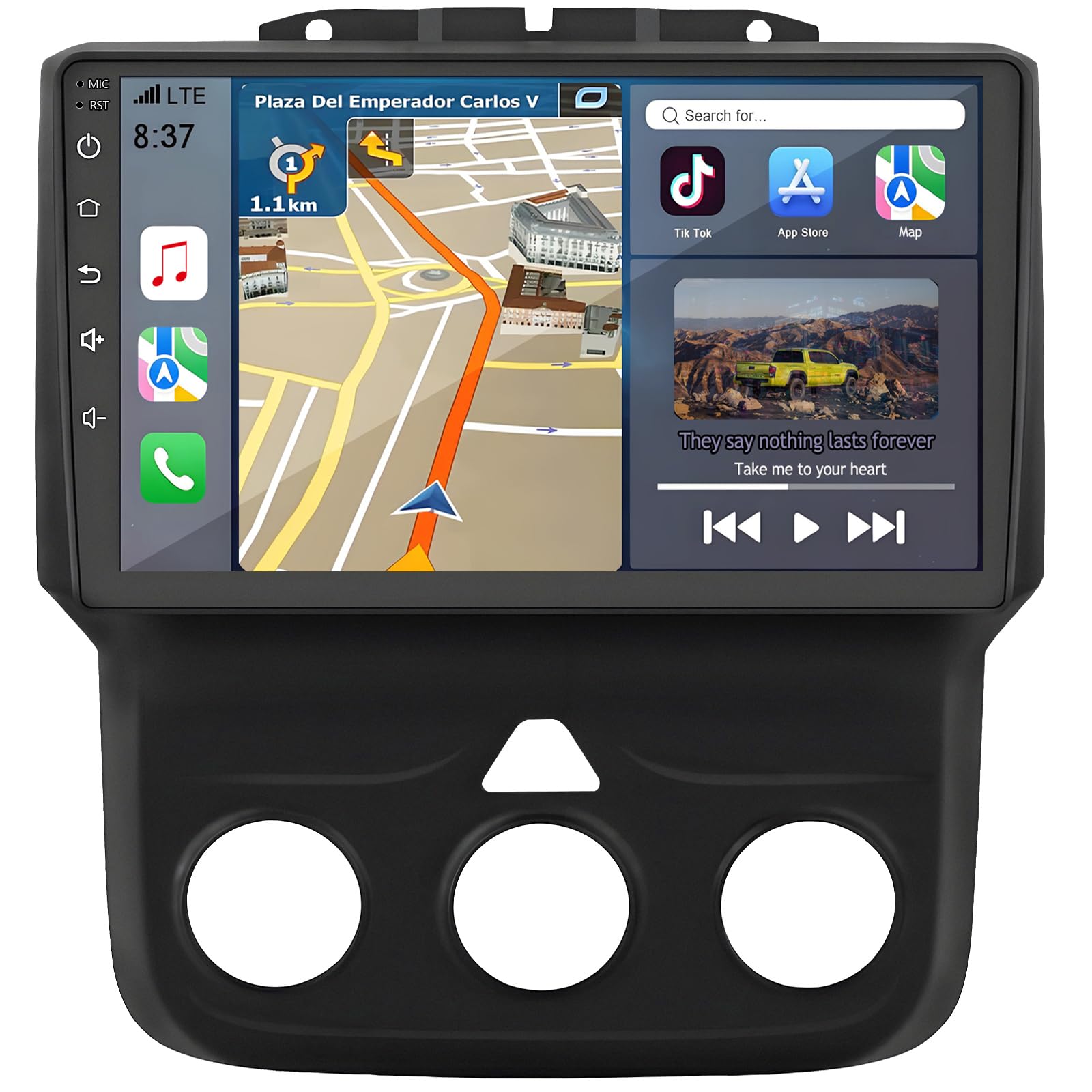 For Dodge Ram 1500 Radio Upgrade 2013-2019: Android 14 Car Stereo Replacement With Wireless Carplay Android Auto - 9 Inch Touchs