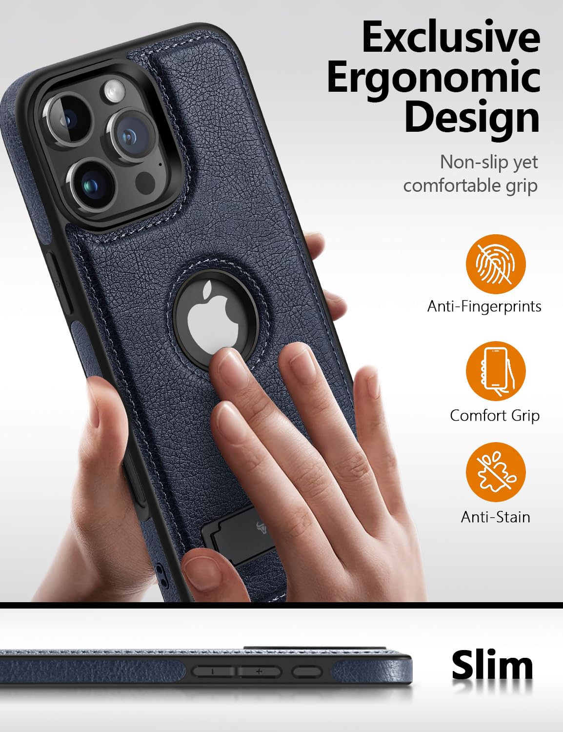 Wtcase Magnetic For Iphone 16 Pro Leather Case,Built In Invisible Stand [Compatible With Magsafe] Protective Slim Kickstand Phon