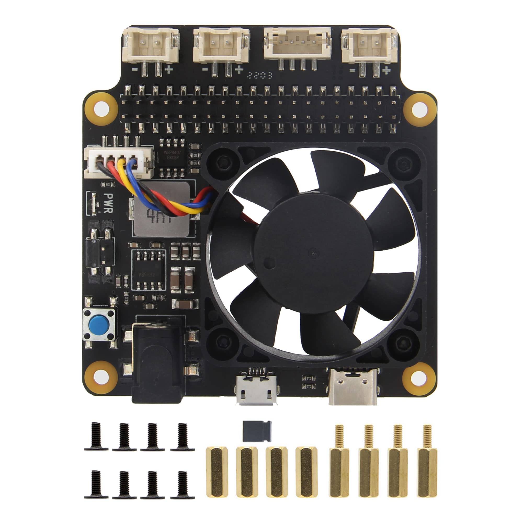 Geekworm Raspberry Pi X735 V3.0 DC 6V-30V Width Voltage Input Power Management with Safe Shutdown & PMW Cooling Fan Expansion Bo