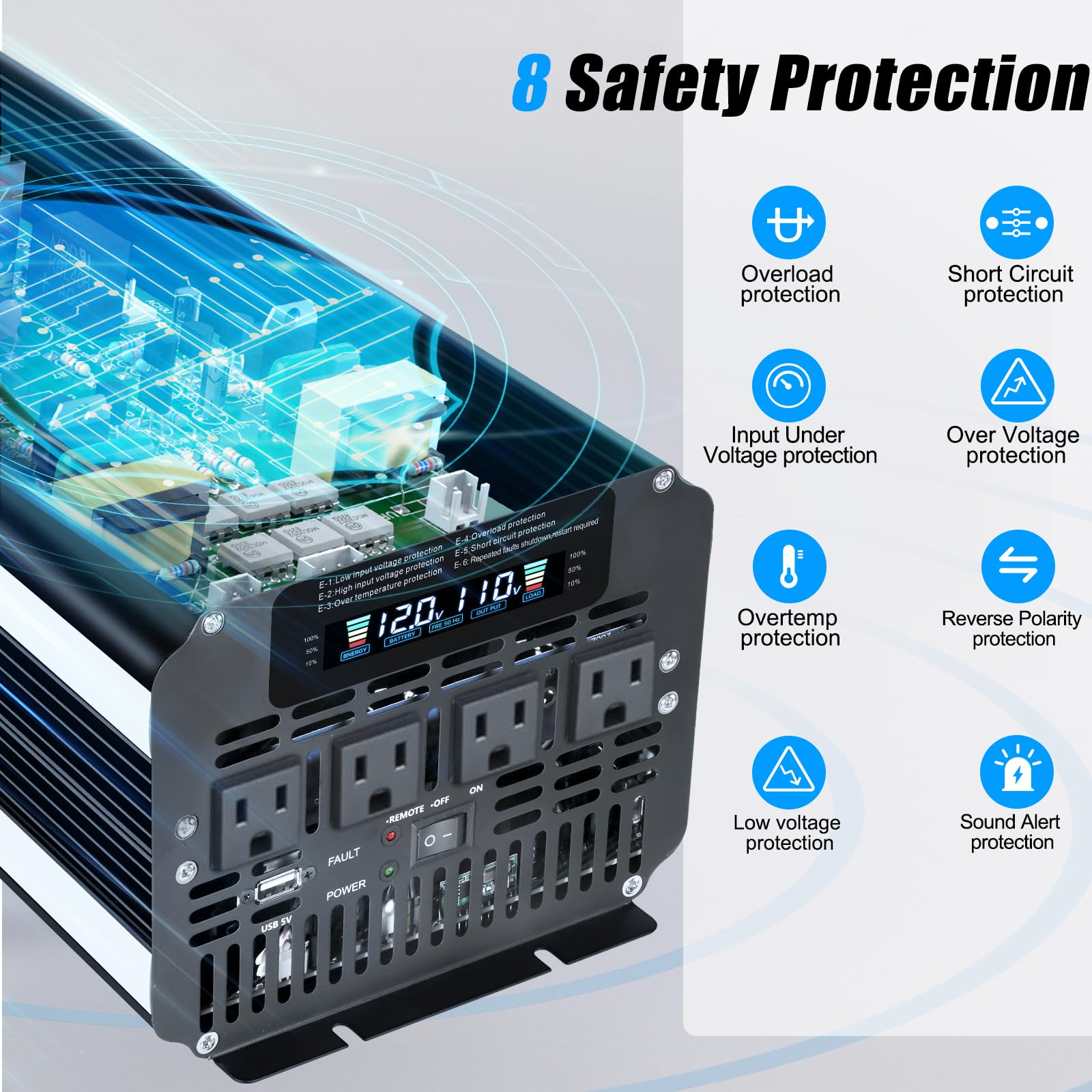 Lvyuan 5000 Watt Power Inverter 48V To 110V 120V For Vehicle, Solar Inverter System, Heavy Duty, Rv, Truck, Off Grid,Camping Wit