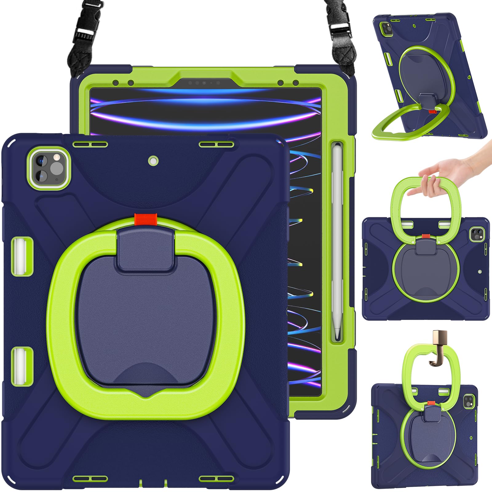 Braecn For New Ipad Air 13 Inch M2 Case 2024/Ipad Pro 12.9 Inch Case 6Th/5Th/4Th/3Rd Gen: Military Grade Silicone Protective Cov