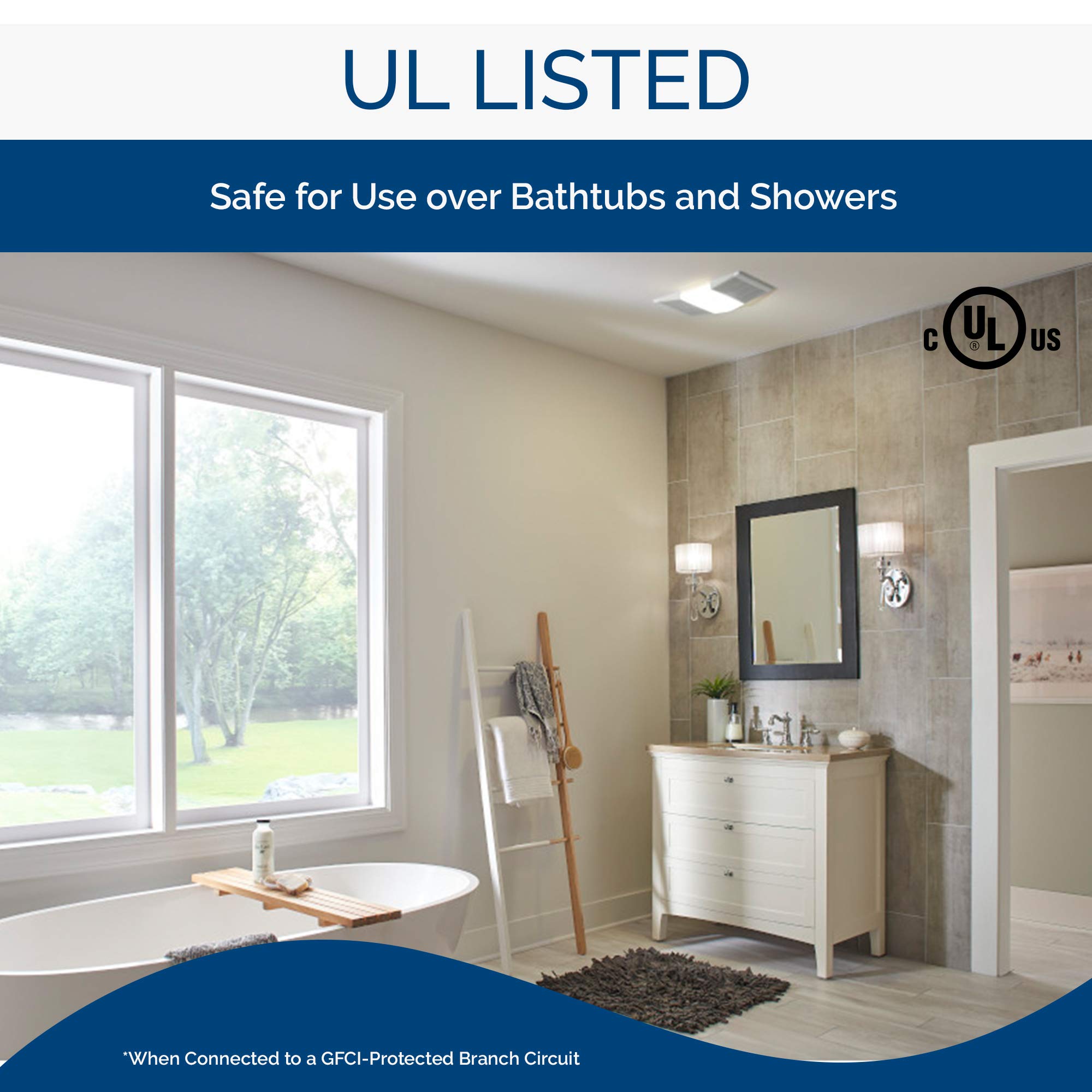 Broan Nutone 668Rp Ceiling Bathroom Exhaust Fan And Light Combo, 100 Watt Incandescent Lighting, 4.0 Sones, 70 Cfm , White