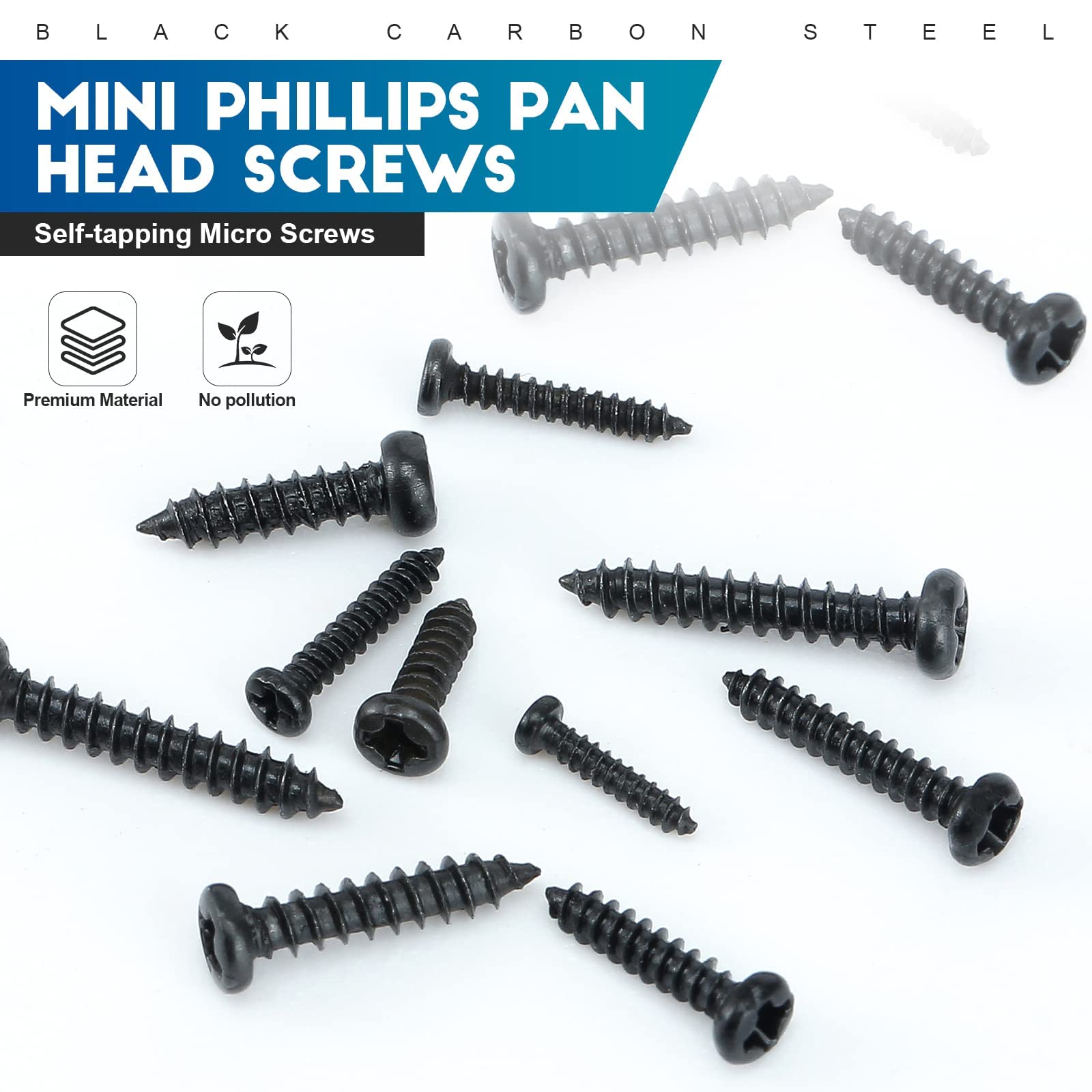 Nindejin 1100 Pcs Pan Head Tapping Screws Laptop Computer Screws Set, M1.2 M1.4 M1.5 M1.7 M2 Phillips Screws Assortment Kit, Min