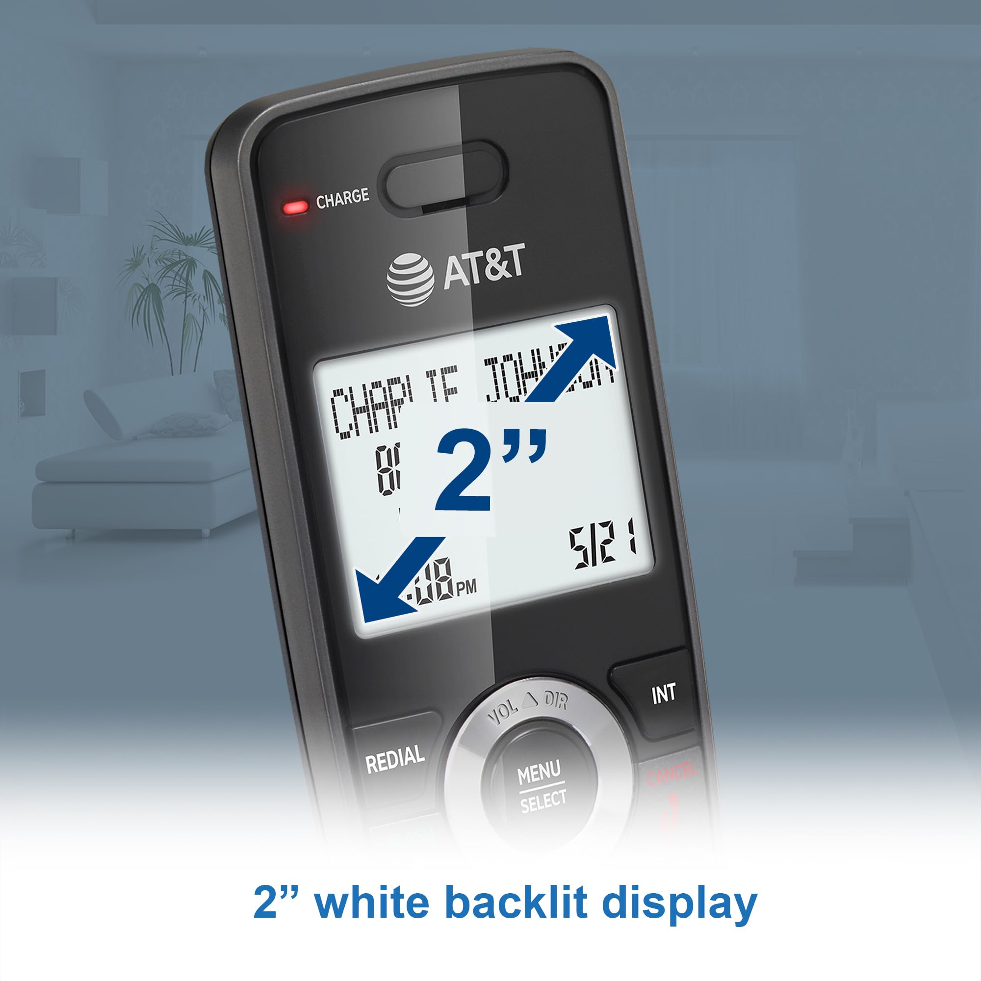 At&T Gl2101 Dect 6.0 Cordless Home Phone With Call Block, Caller Id, Full Duplex Handset Speakerphone, 2'' White Backlit Display