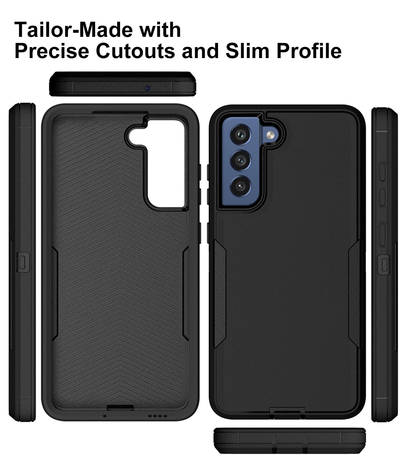 Dahkoiz For Samsung Galaxy S21 Fe 5G Case, And Glass Screen Protector, Dust Proof Port Cover, Full Body Protection Durable Rubbe