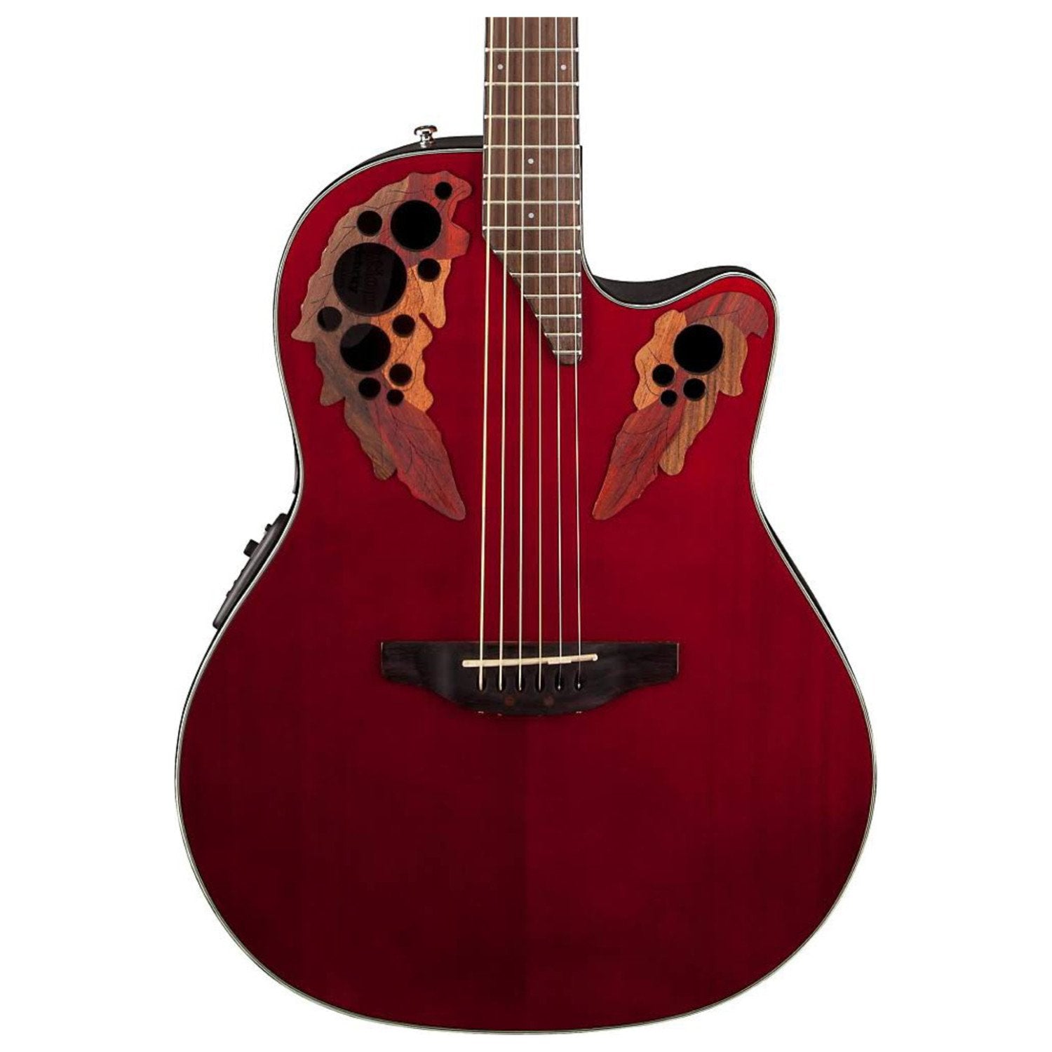 Ovation Celebrity Collection 6 String Acoustic Electric Guitar, Right, Ruby Red, Super Shallow Body (Ce48 Rr)