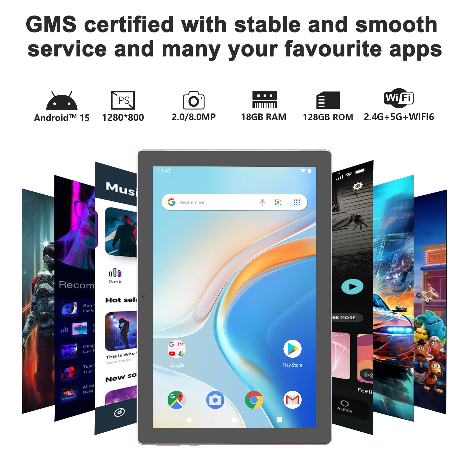 Android 15 Tablet, 10 Inch 18Gb Ram+128Gb Rom/ 2Tb Expandable Tablet Pc, Quad-Core 2.0Ghz Processor, 1280*800 10  Hd Touch Scree