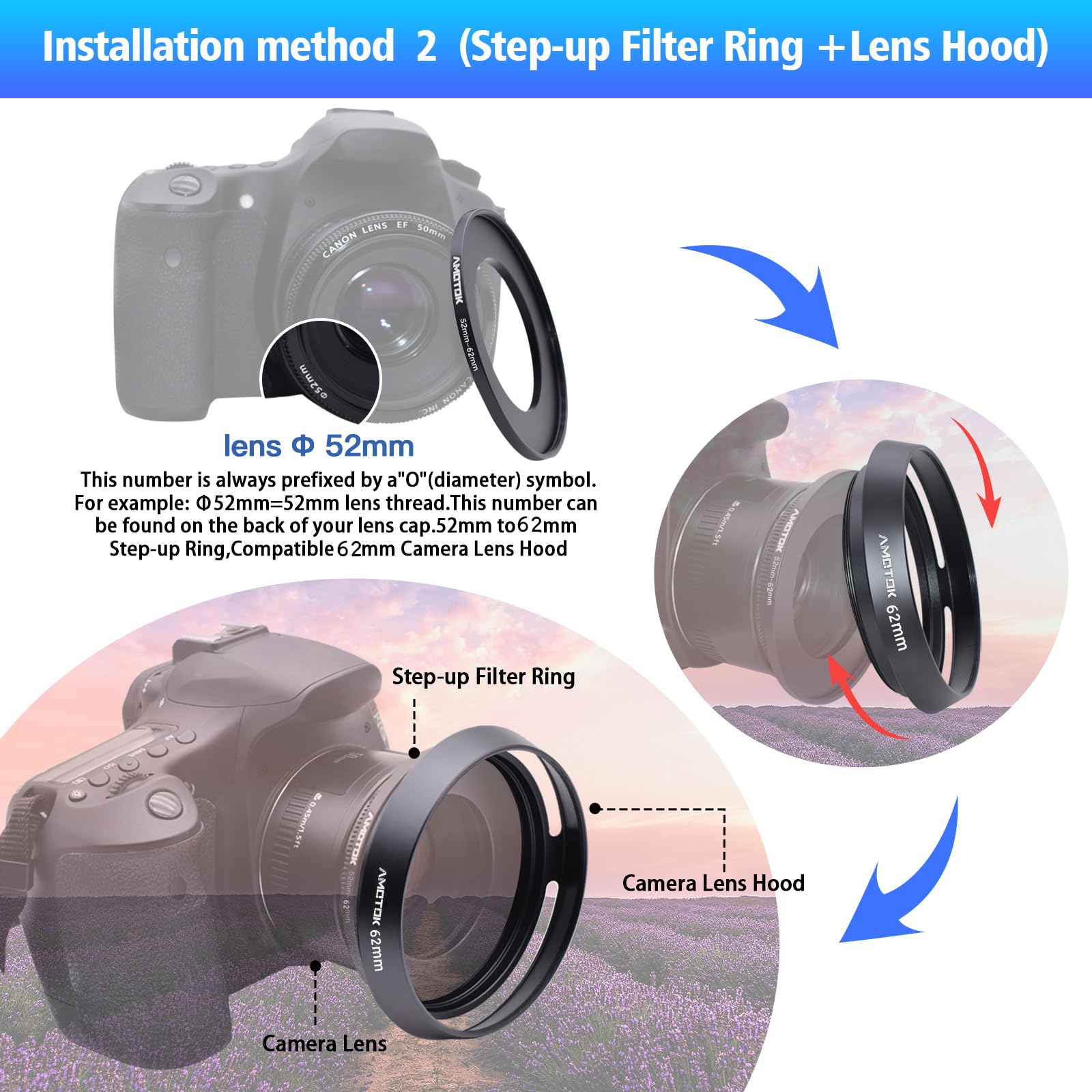 62Mm Camera Lens Hood Compatiable All Brands 62Mm Lenses.Example Af 70 300Mmf/4 5.6G;Af Nikkor60Mmf/2.8D,18 200Mmf/3.5 6.3Iidcos