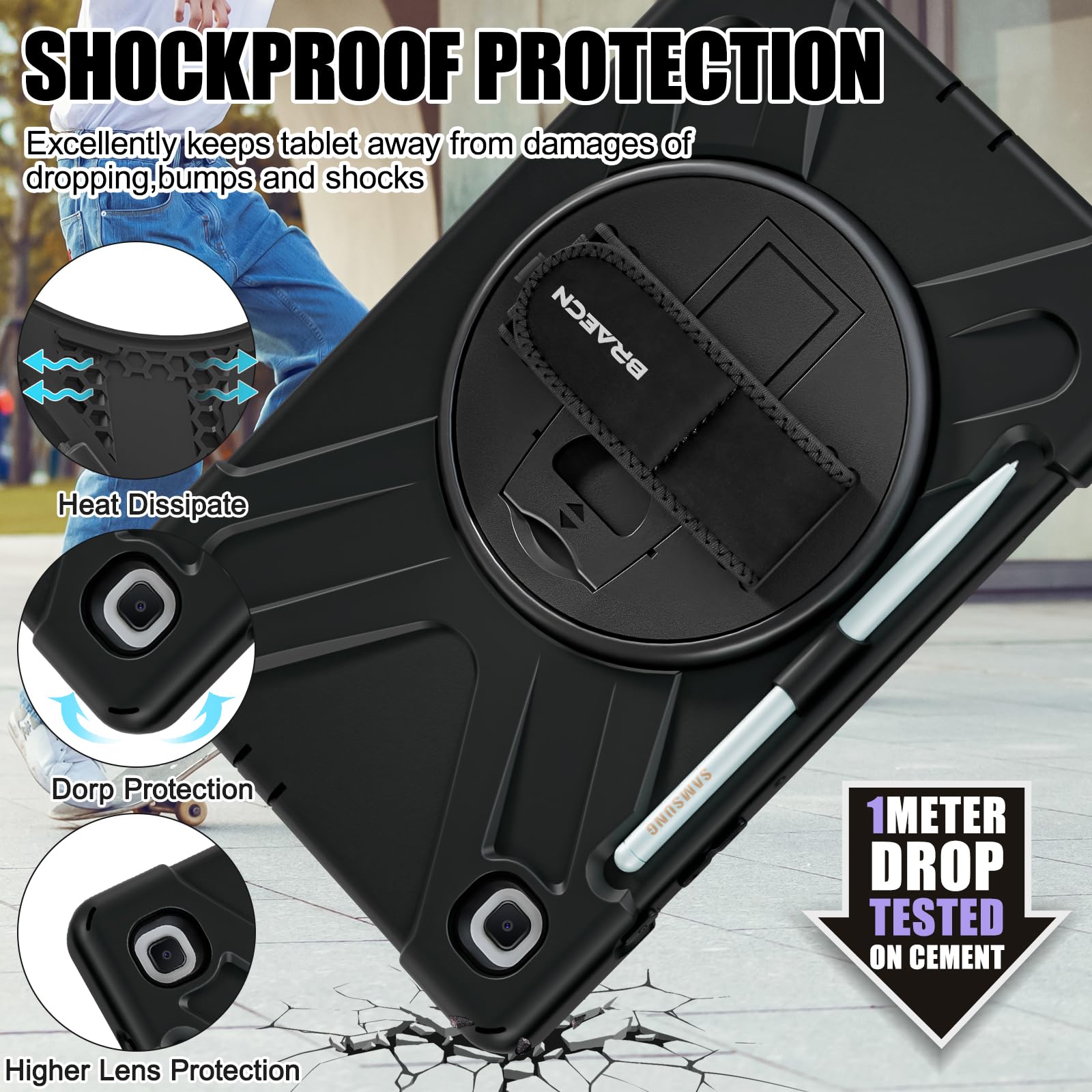 Braecnstock For Samsung Galaxy Tab S6 Lite Case 10.4 Inch 2024/2022/2020 (Sm P620/P610/P619) Shockproof Rugged Protective Galaxy