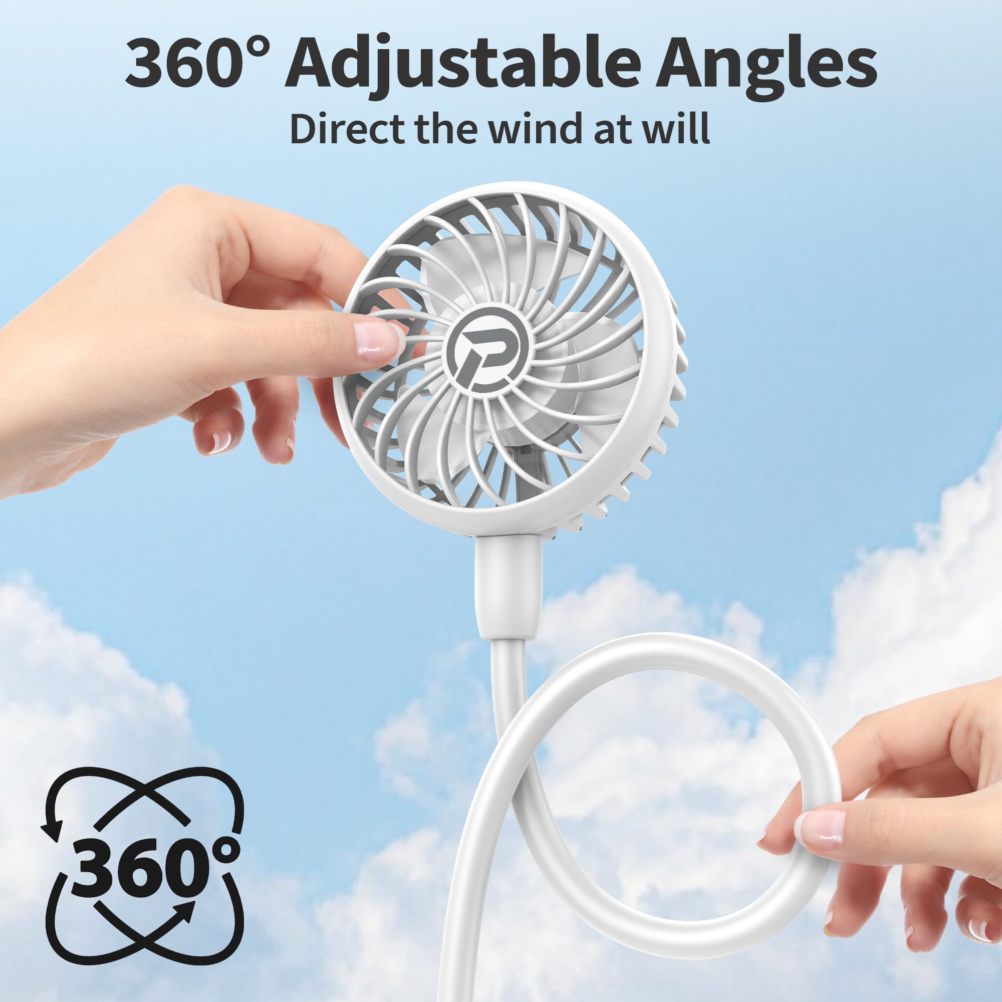 Panergy Portable Neck Fan Rechargeable Hand Free Personal Fan Mini Wearable Fan Battery Operated Usb Fan For Women Kids Sport Wo