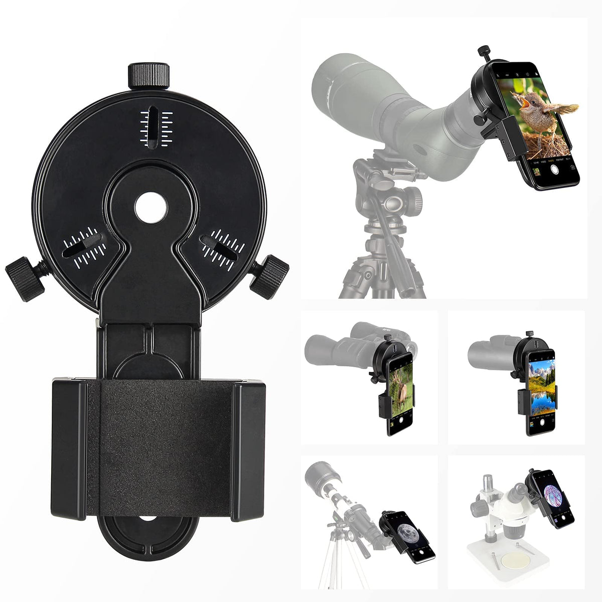 Celticbird Smartphone Scope Adapter- Phone Mount Working With Spotting Scopes& Binoculars& Monocular& Telescope& Microscope