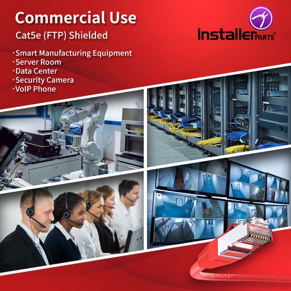 Installerparts Ethernet Cable Cat6 Cable Shielded (Sstp/Sftp) Booted 1 Ft   Red   Professional Series   10Gigabit/Sec Network/Hi