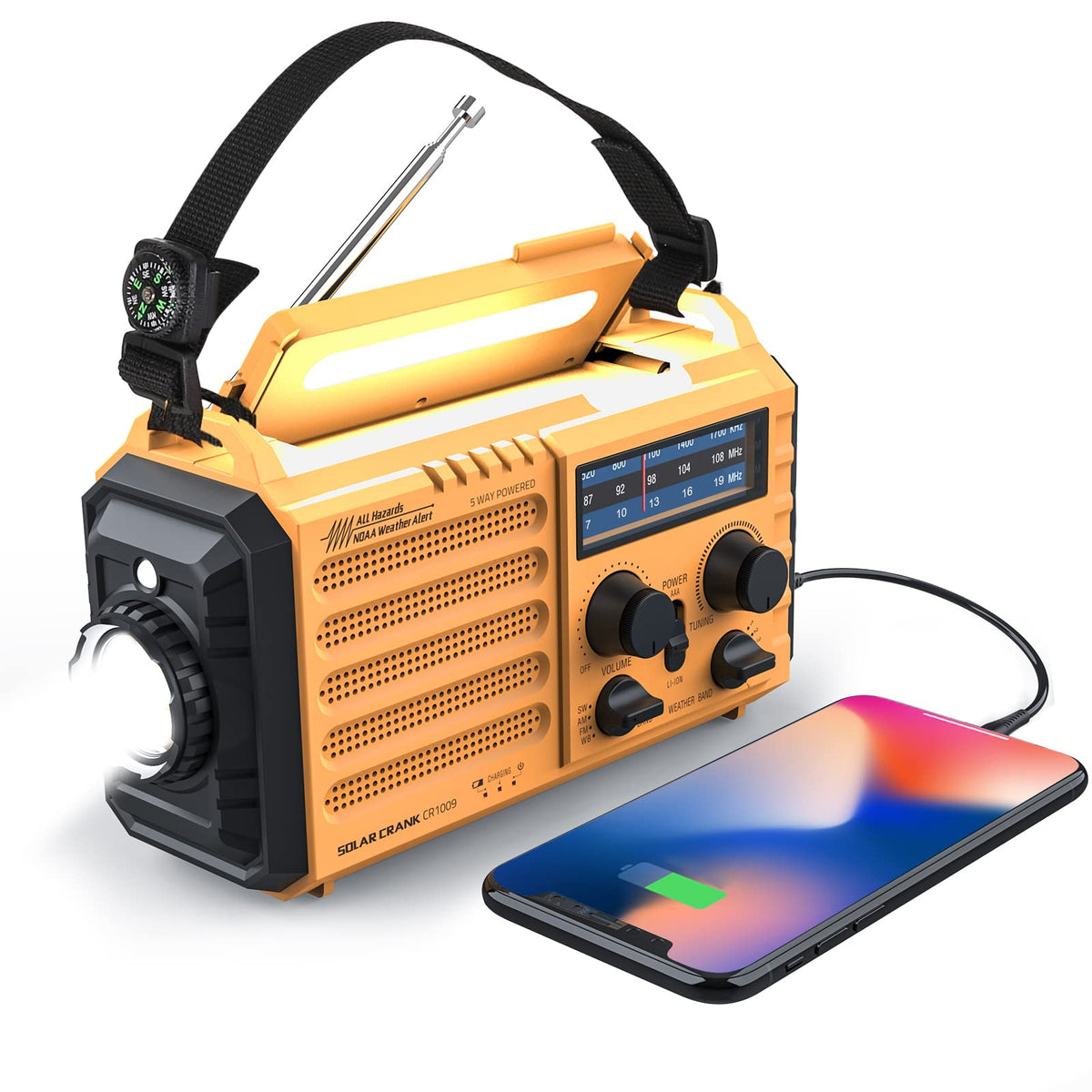 Weather Radio Raynic 5000 Solar Hand Crank Emergency Radio 5 Ways Powered Am/Fm/Sw/Noaa Weather Alert Portable Radio With Flashl
