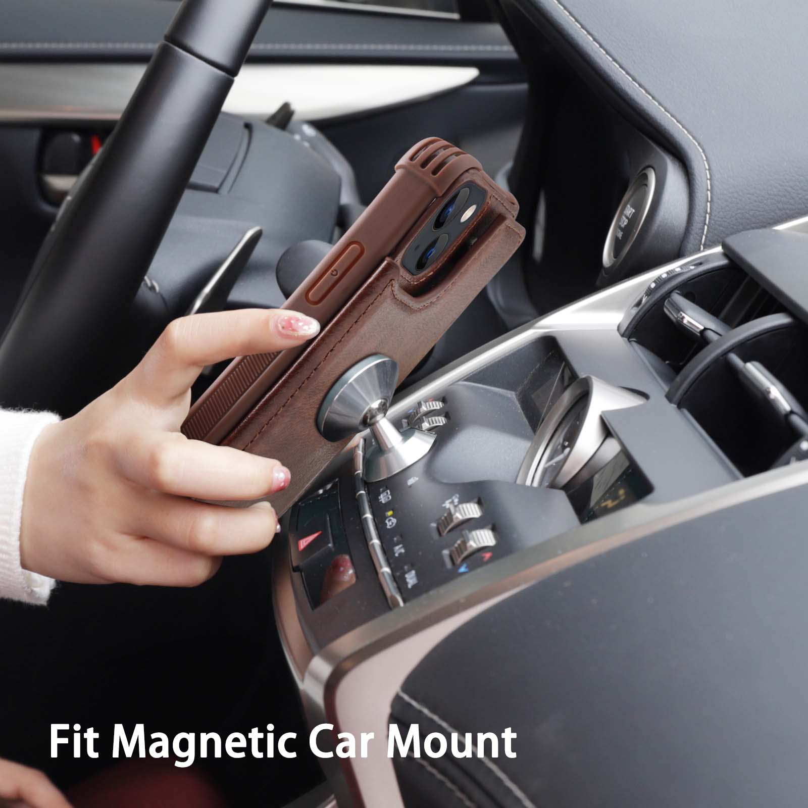 Vanavagy Wallet Case Compatible For Iphone 14/13 For Women And Men,Leather Flip Folio Phone Cover Fits Magnetic Car Mount With C