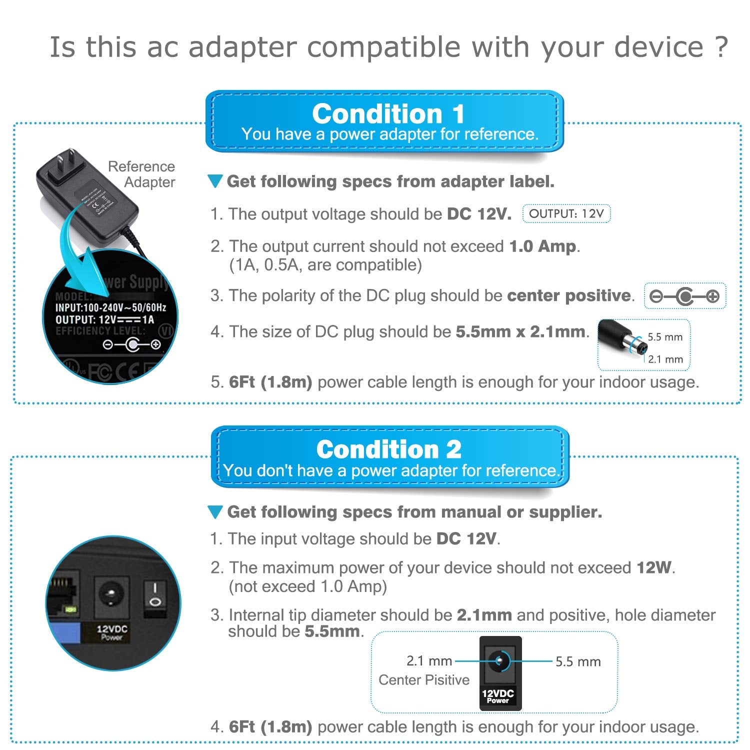 Chanzon 12V 1A 12W Power Supply Ac Dc Switching Adapter, 12 Volt 1 Amp Ac/Dc Wall Wart Converter Transformer, 100 240V 50 60Hz Input With 12Vdc 1000Ma Output