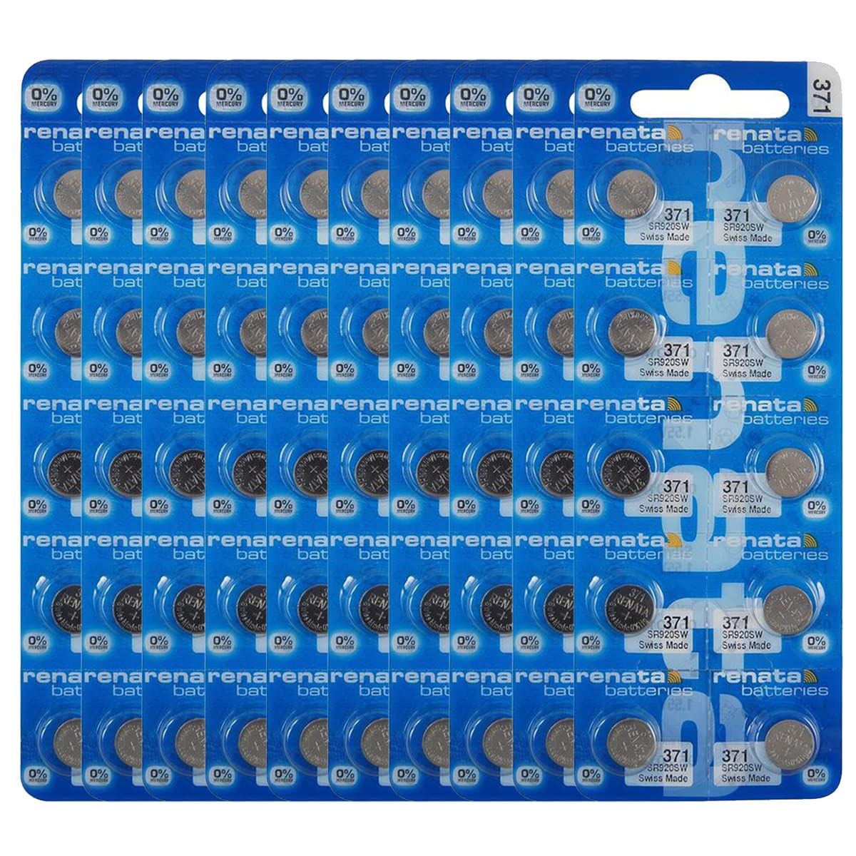 Renata 371 Sr920Sw Batteries   1.55V Silver Oxide 371 Watch Battery (100 Count)