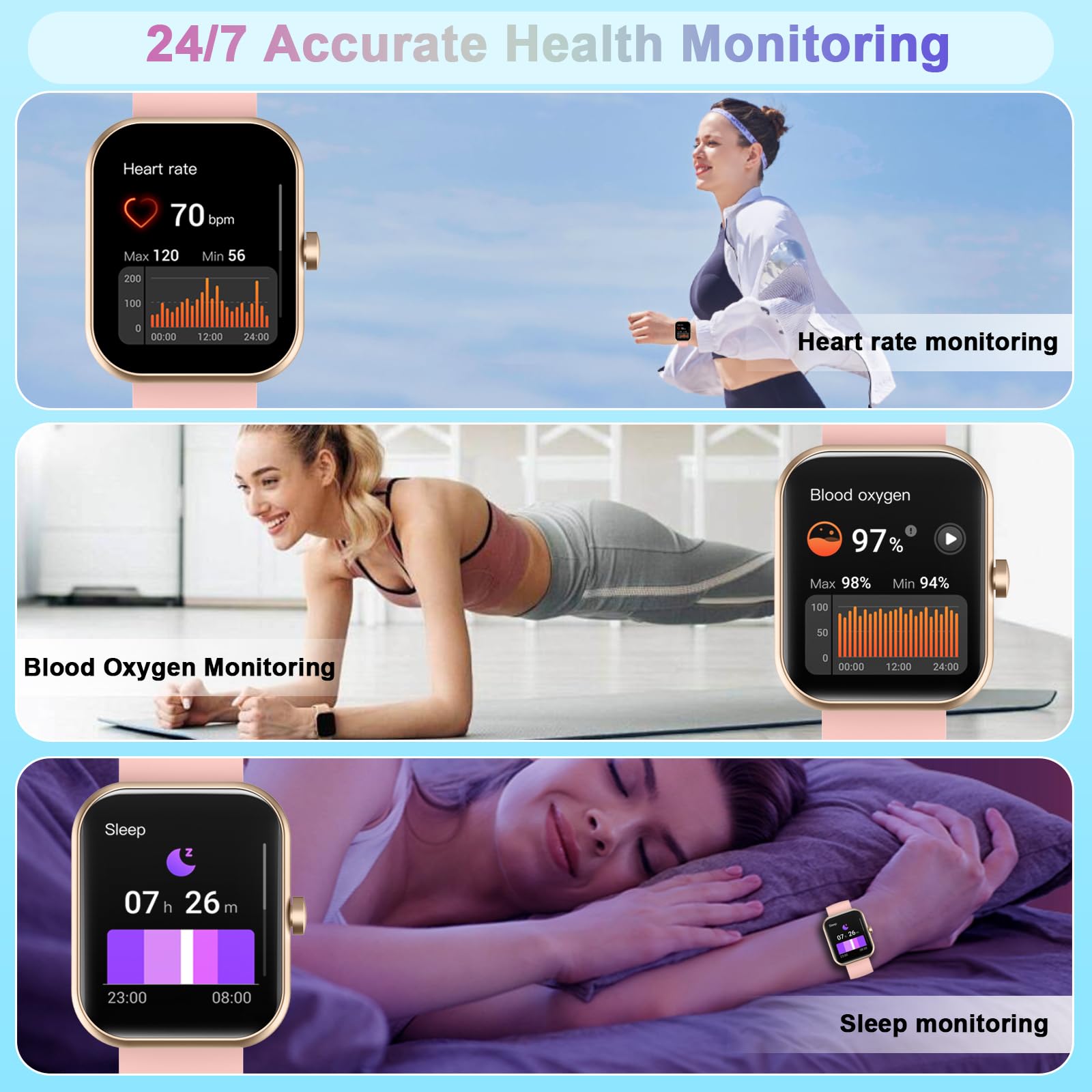 Smart Watch For Women(Answer/Make Call), 2025 New Smartwatch 1.96 '' Hd Fitness Watch With 110+ Sport Modes, Heart Rate, Sleep M