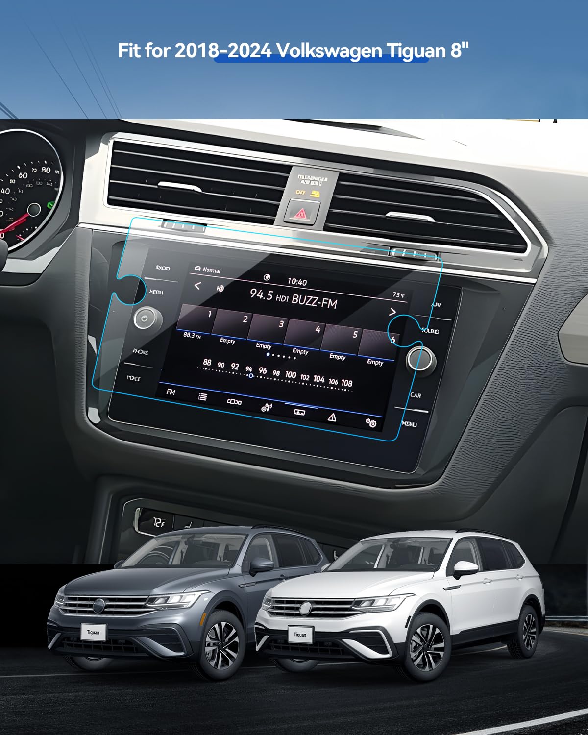 Lantu Car Screen Protector For 2024 2023 2022 2021 Vw Volkswagen Tiguan Atlas Accessories 2020 2019 2018 Se Sel R Line Navigatio