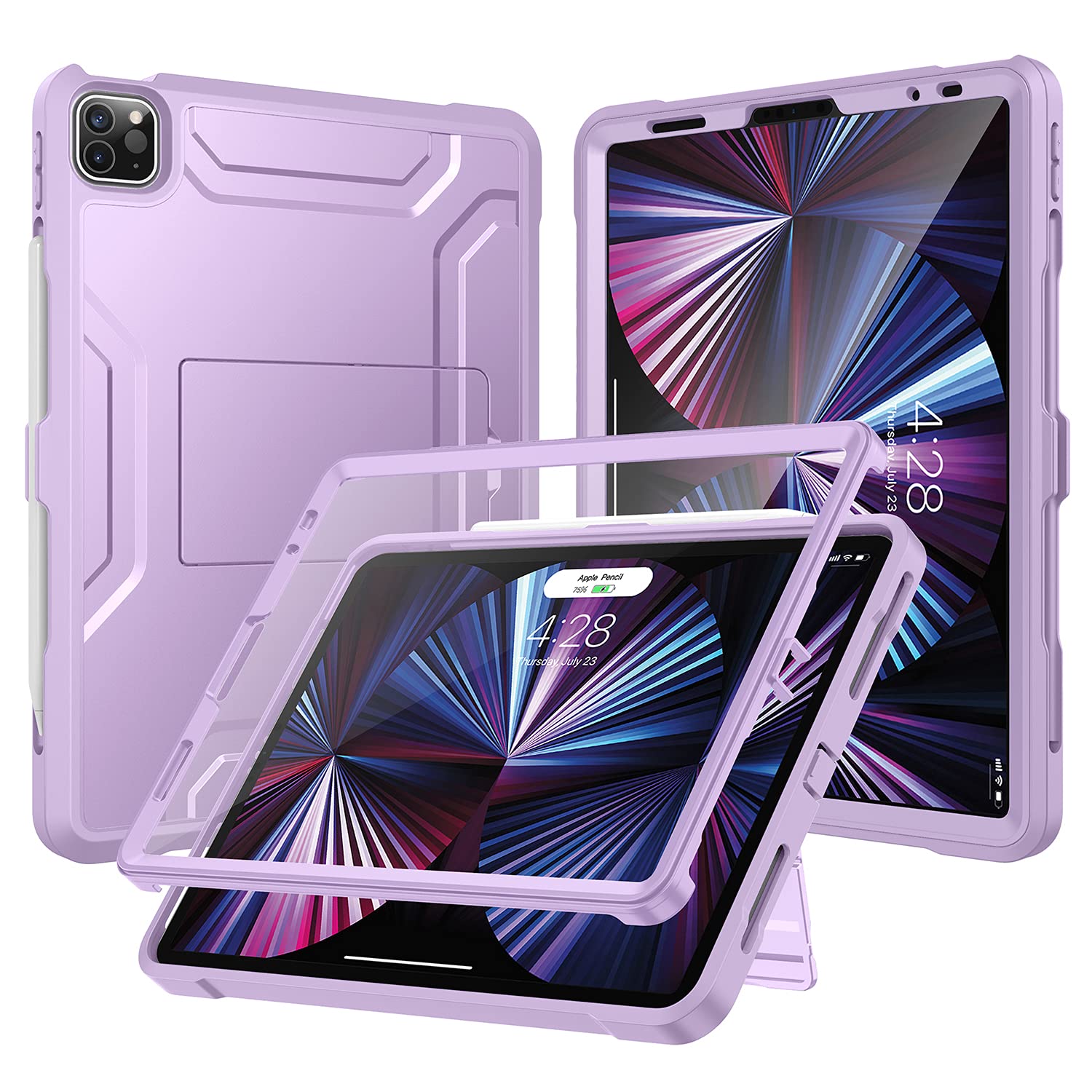 Soke Case For Ipad Pro 11 Inch 2022/2021/2020/2018/Ipad Air 5Th/4Th Generation,Built In Screen Protector   Support 2Nd Apple Pencil Charging   Heavy Duty Rugged Protective Kickstand Case   Violet