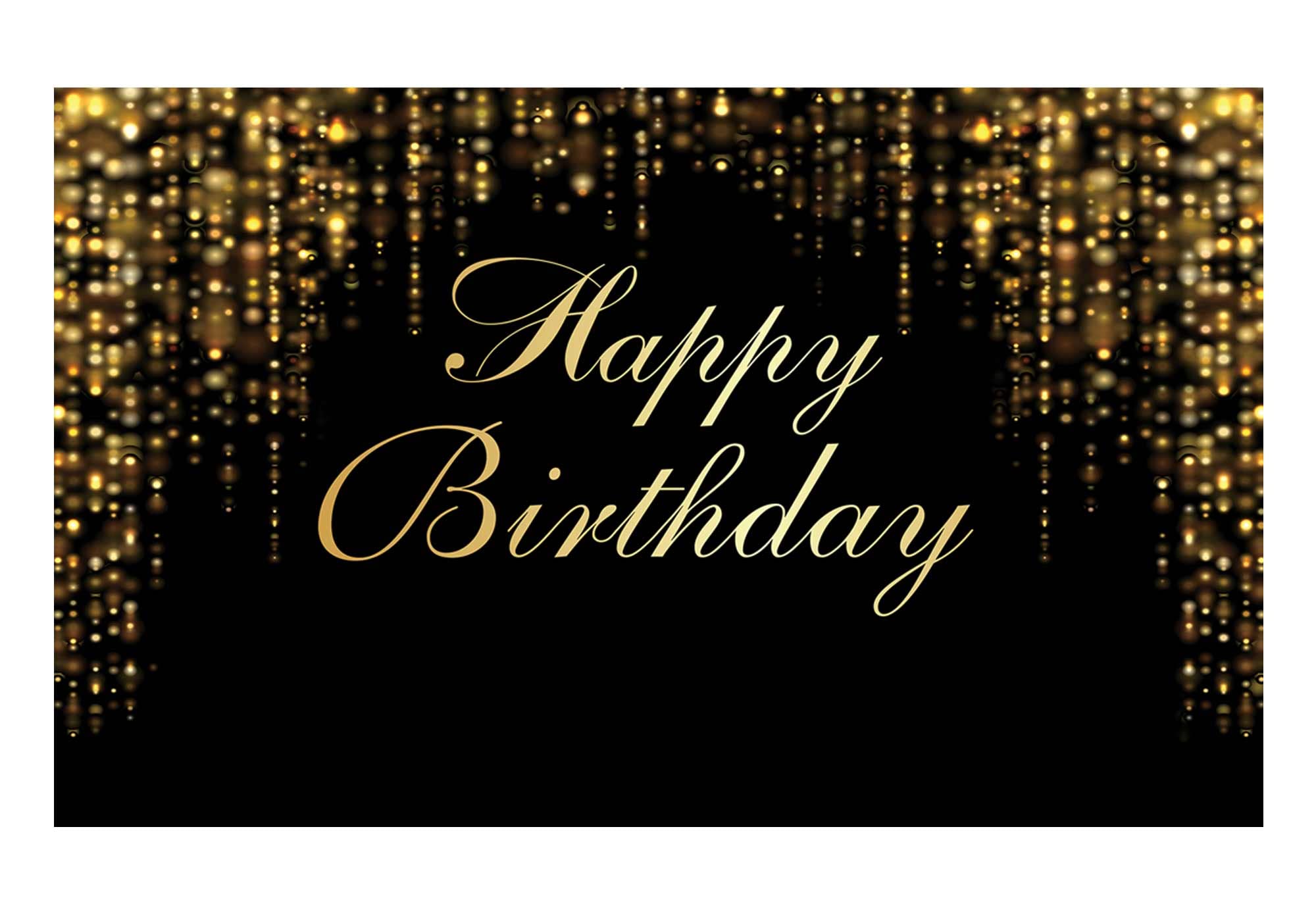 Funnytree Happy Birthday Party Backdrop Black And Gold Glitter Bokeh Sequin Spots Photography Background Golden Sparkle Shining