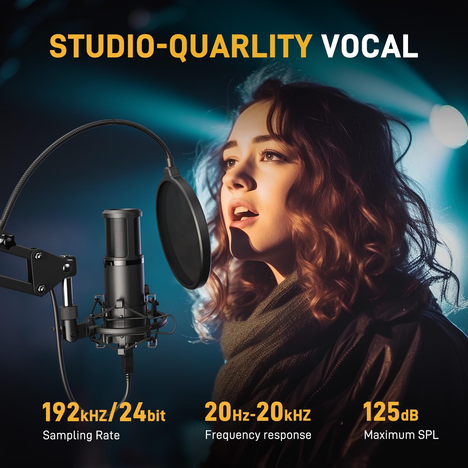 Maono Usb Recording Microphone Kit, Professional Condenser Microphone For Pc With One Touch Mute And Mic Gain Knob For Singing,
