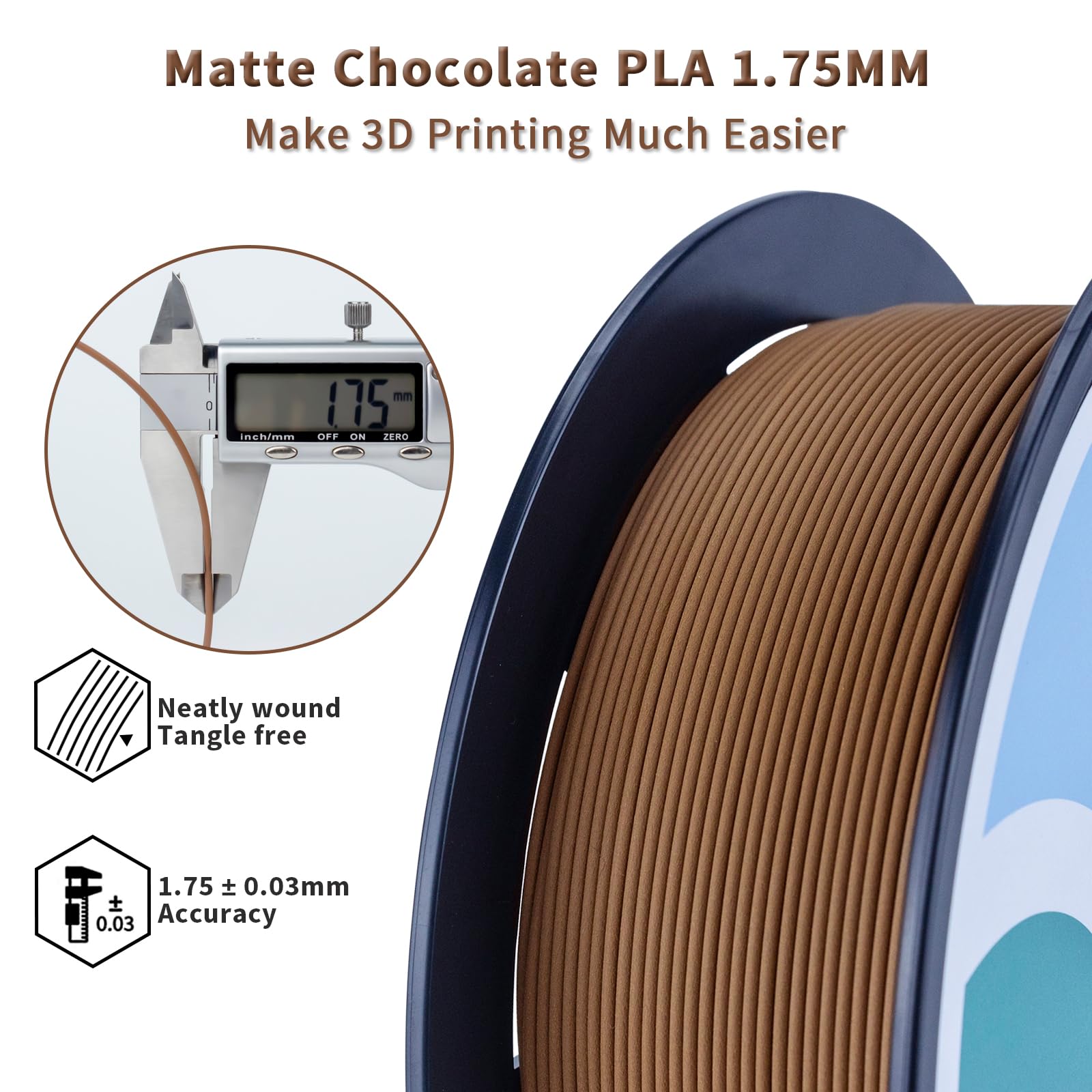 Ziro Matte Pla Filament 1.75Mm, Pure Color No-Shine 3D Printer Filament, High Toughness 3D Printing Material, Dimensional Accura