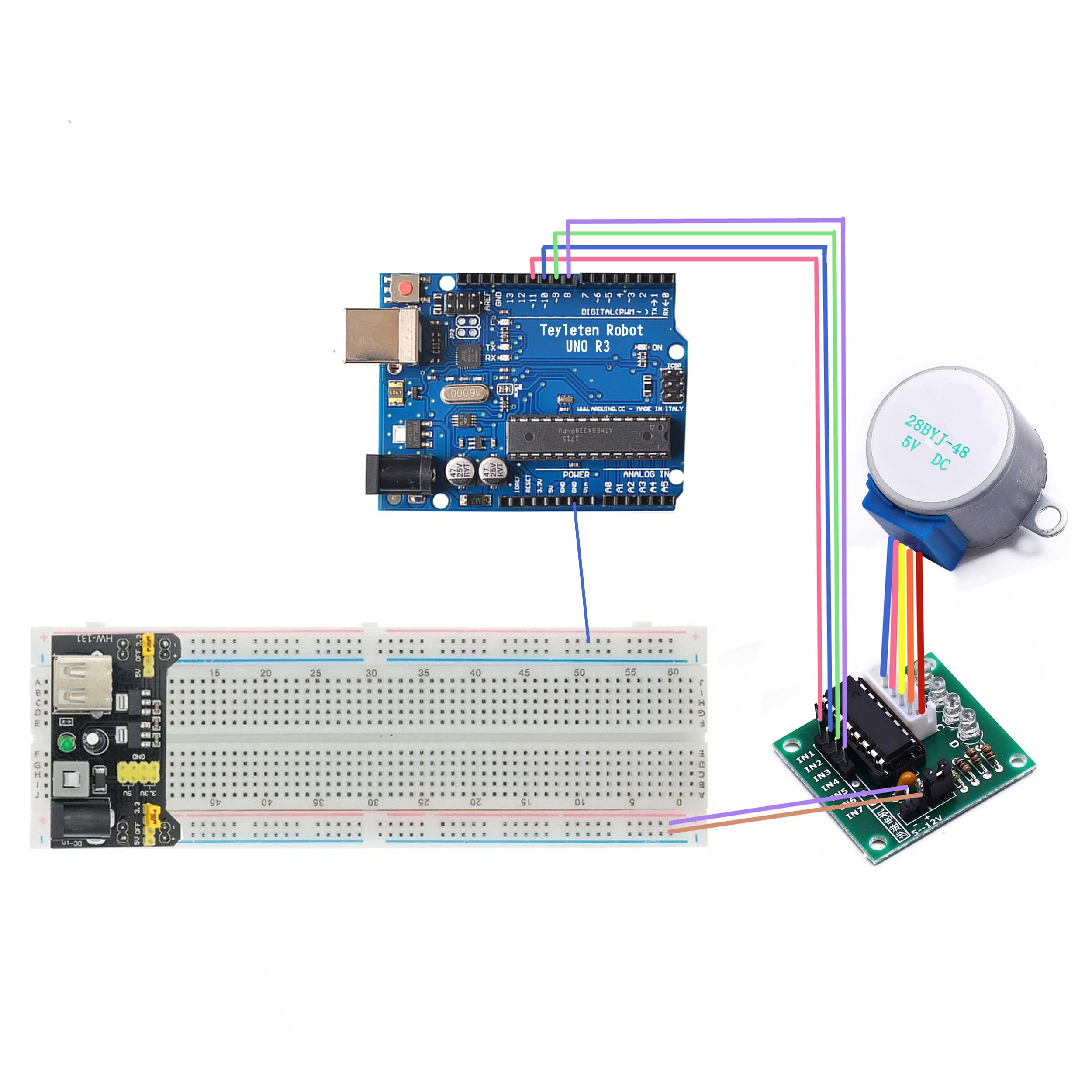 Teyleten Robot 5Pcs Uln2003 28Byj 48 5V 4-Phase Stepper Motor With 5V Stepper Drive Board For Arduino Pi Pic Raspberry Pi