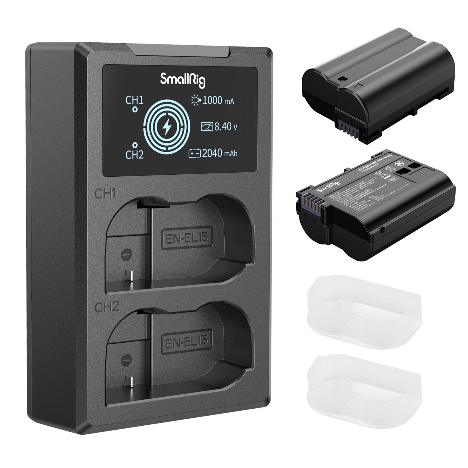 SmallRig EL-EL15C Camera Battery Charger Set for Nikon Z6 III, Zf, Z8, Double Slot EN-EL15C Battery Charger for Z7 II, Z6 II, Z5