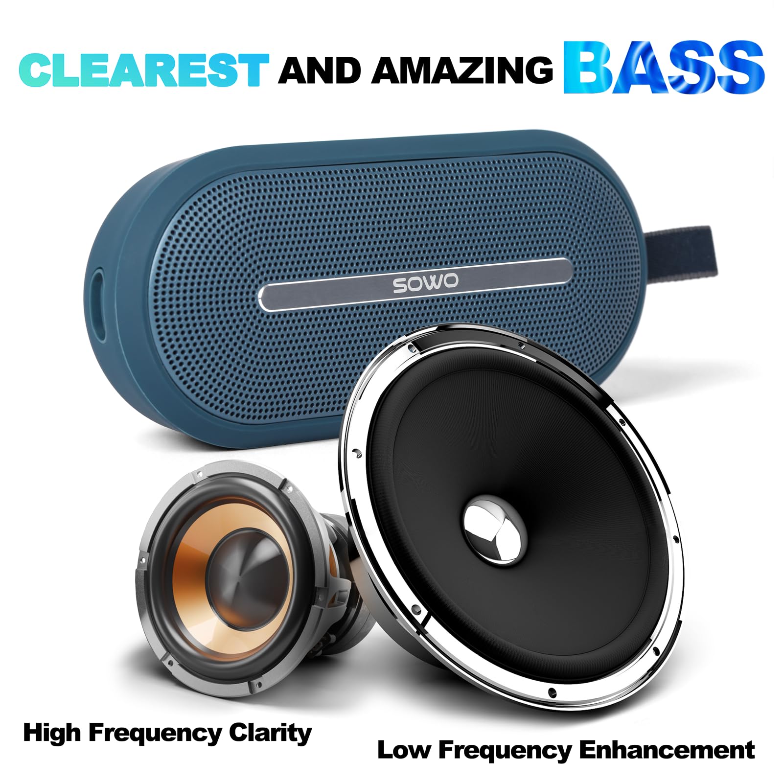 Sowo Portable Bluetooth Speaker With Powerful Bass   Wireless Speaker With Partyboom Technology   30W, Ip67 Waterproof   Stereo